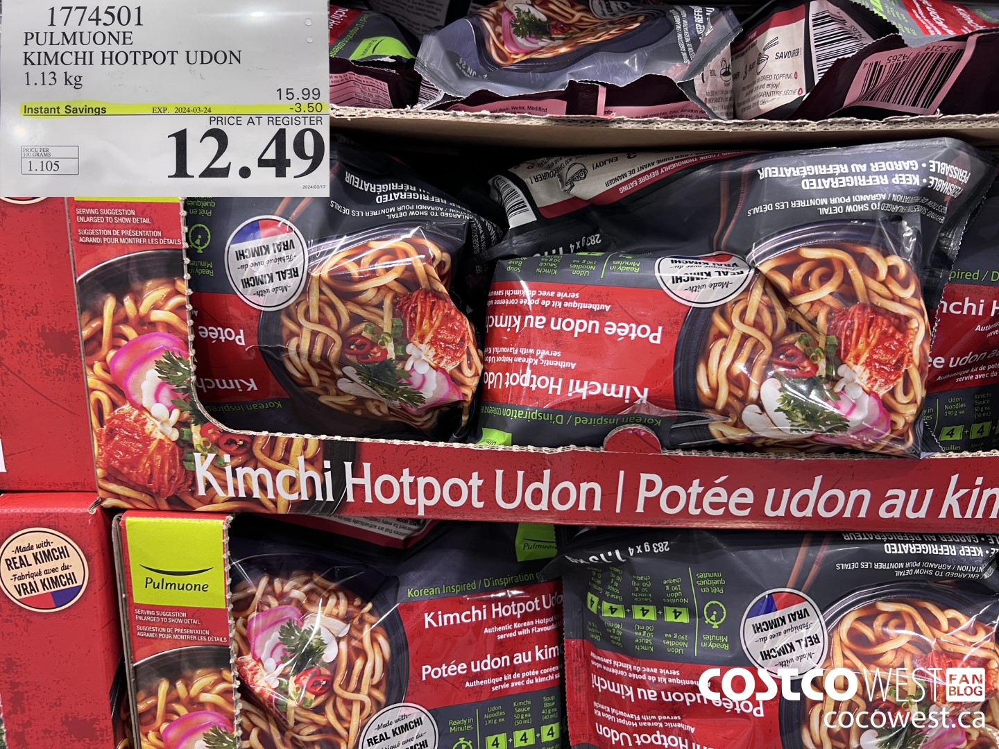 1774501 PULMUONE KIMCHI HOTPOT UDON 1.13 KG ($3.50 INSTANT SAVINGS EXPIRES ON 2024-03-24) $12.49