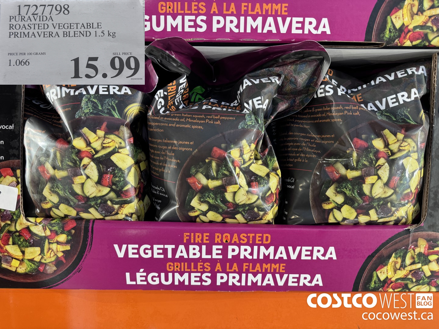 1727798 PURAVIDA ROASTED VEGETABLE PRIMAVERA BLEND 1.5KG $15.99