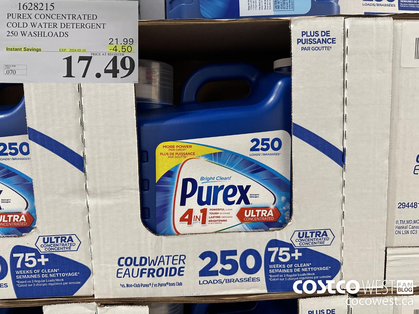 1628215 PUREX CONCENTRATED COLD WATER DETERGENT 250 WASHLOADS ($4.50 INSTANT SAVINGS EXPIRES ON 2024-03-10) $17.49