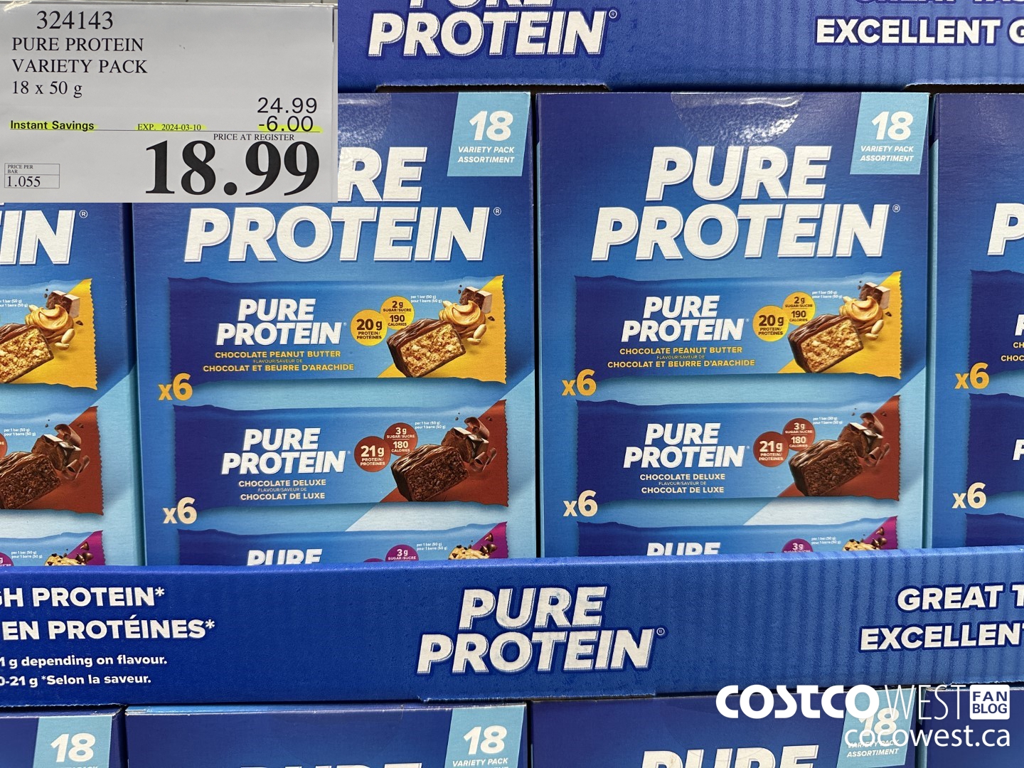 324143 PURE PROTEIN VARIETY PACK 18 X 50G ($6.00 INSTANT SAVINGS EXPIRES ON 2024-03-10) $18.99