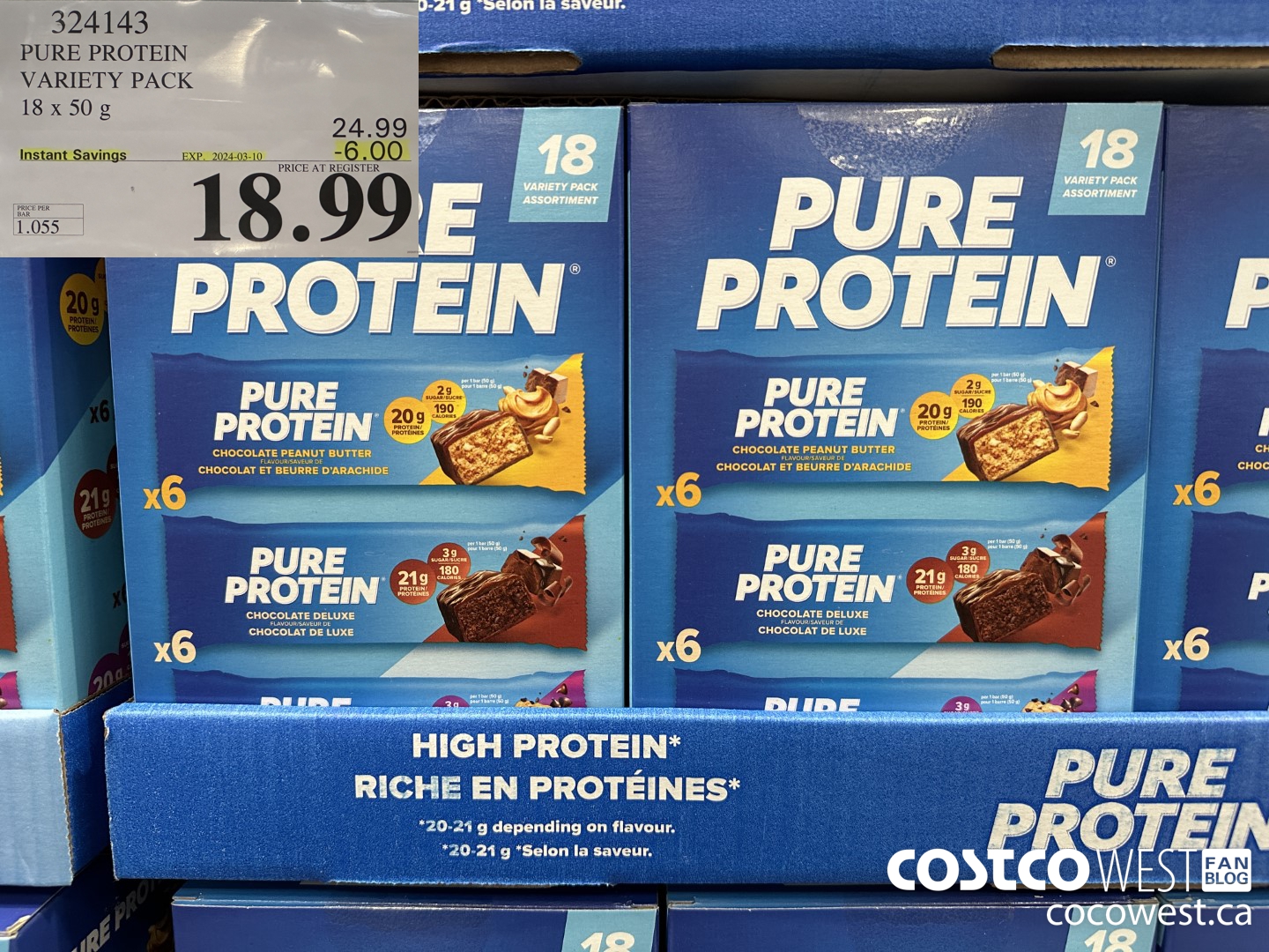 324143 PURE PROTEIN VARIETY PACK 18 X 50G ($6.00 INSTANT SAVINGS EXPIRES ON 2024-03-10) $18.99