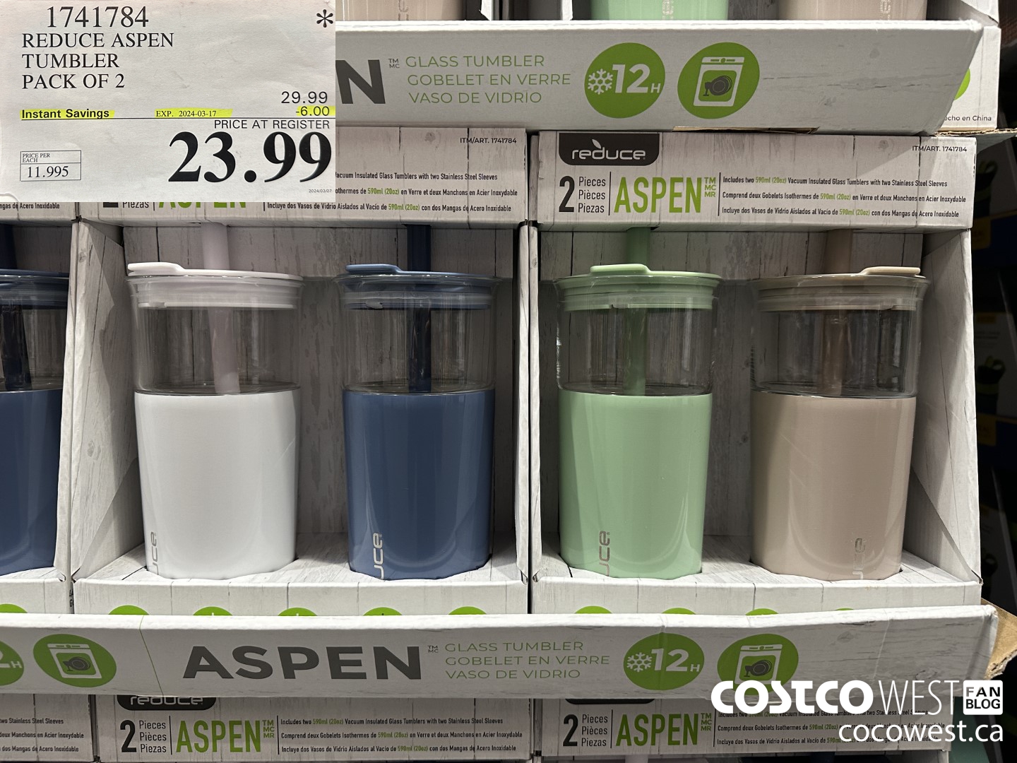 1741784 REDUCE ASPEN TUMBLER PACK OF 2 ($6.00 INSTANT SAVINGS EXPIRES ON 2024-03-17) $23.99