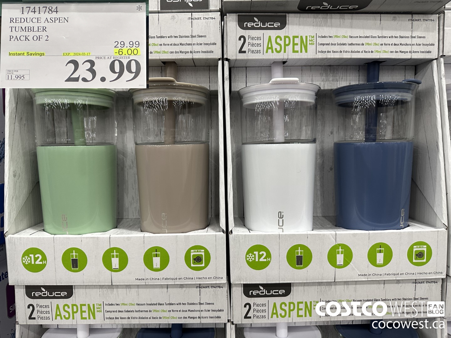 1741784 REDUCE ASPEN TUMBLER PACK OF 2 ($6.00 INSTANT SAVINGS EXPIRES ON 2024-03-17) $23.99