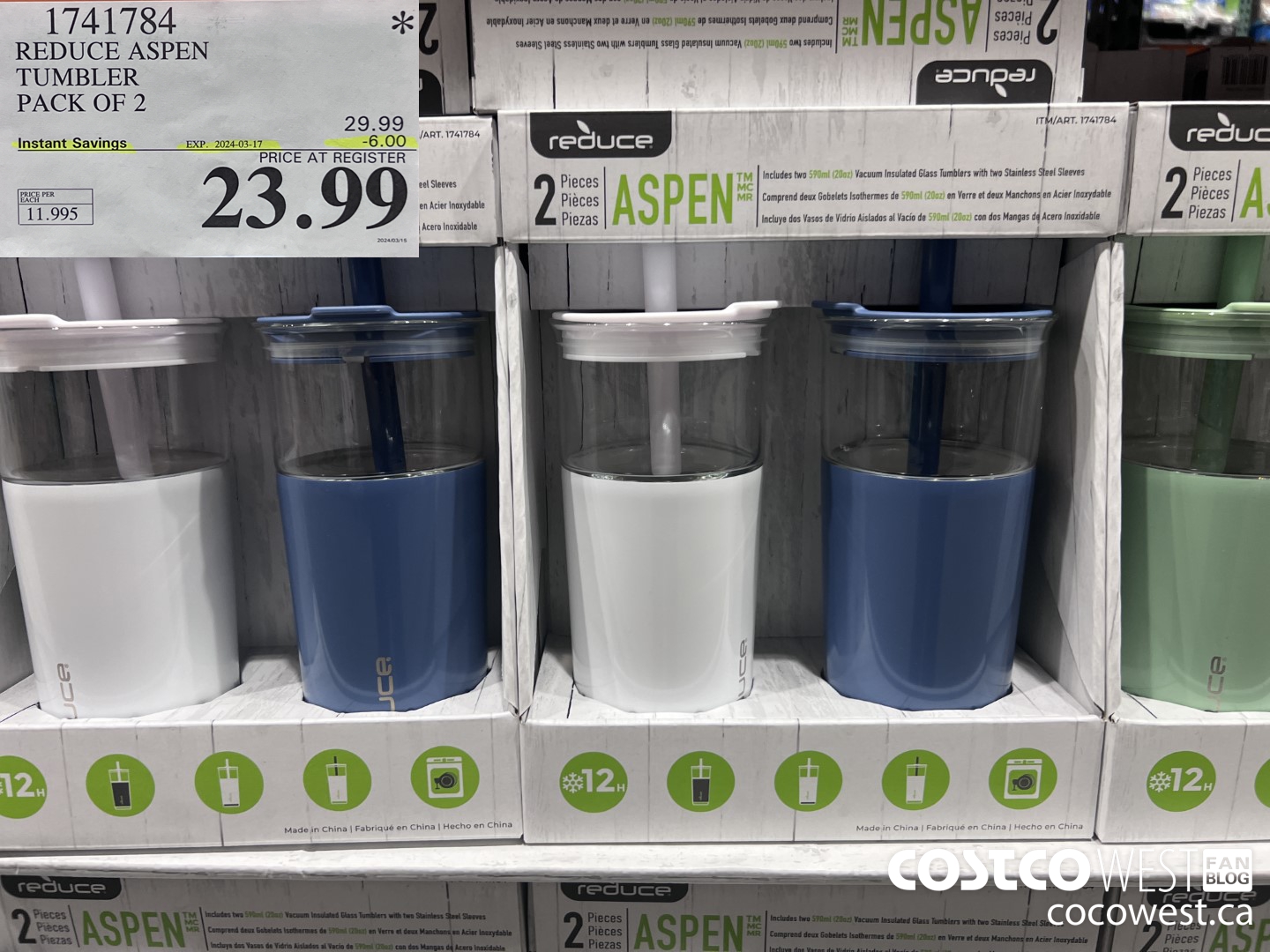 1741784 REDUCE ASPEN TUMBLER PACK OF 2 ($6.00 INSTANT SAVINGS EXPIRES ON 2024-03-17) $23.99