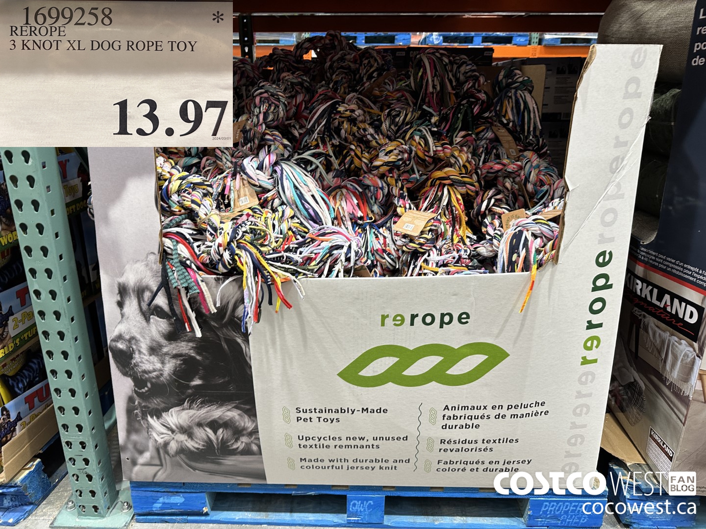 1699258 REROPE 3 KNOT XL DOG ROPE TOY $13.97