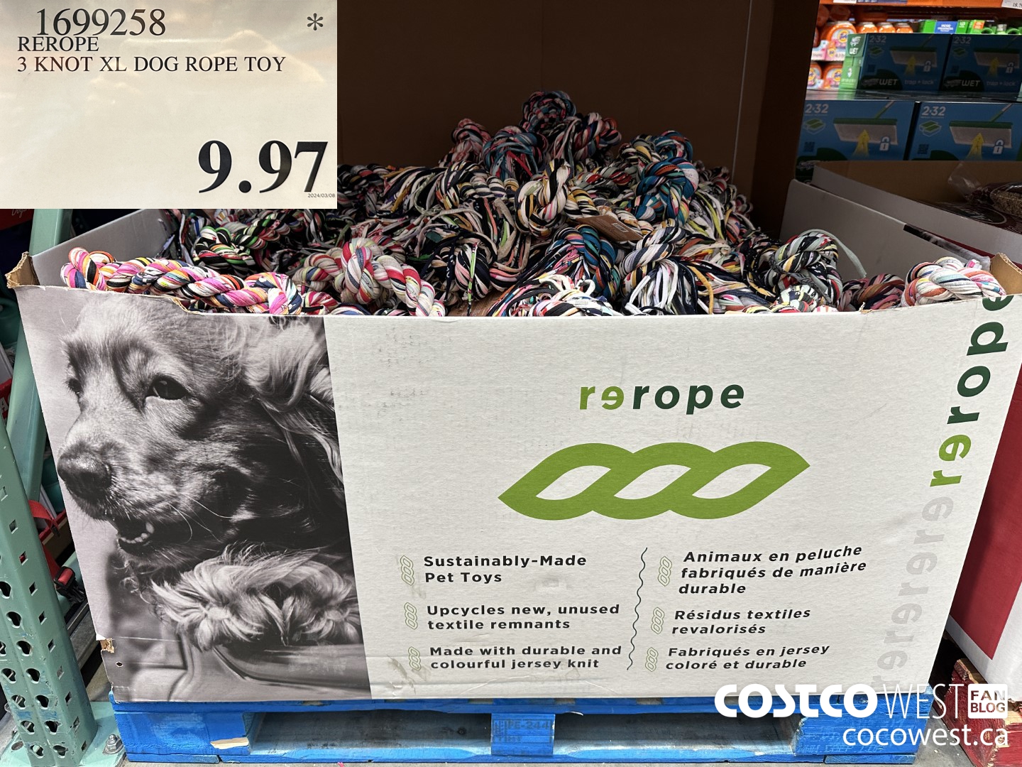 1699258 REROPE 3 KNOT XL DOG ROPE TOY $9.97