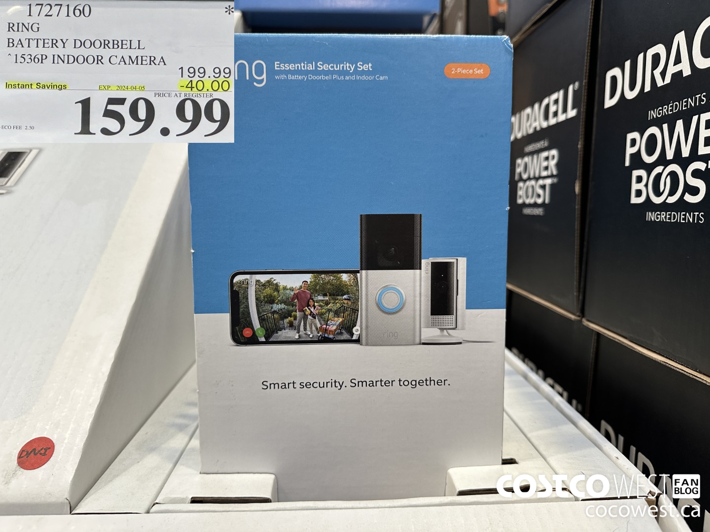 1727160 RING BATTERY DOORBELL 1536P INDOOR CAMERA ($40.00 INSTANT SAVINGS EXPIRES ON 2024-04-05) $159.99