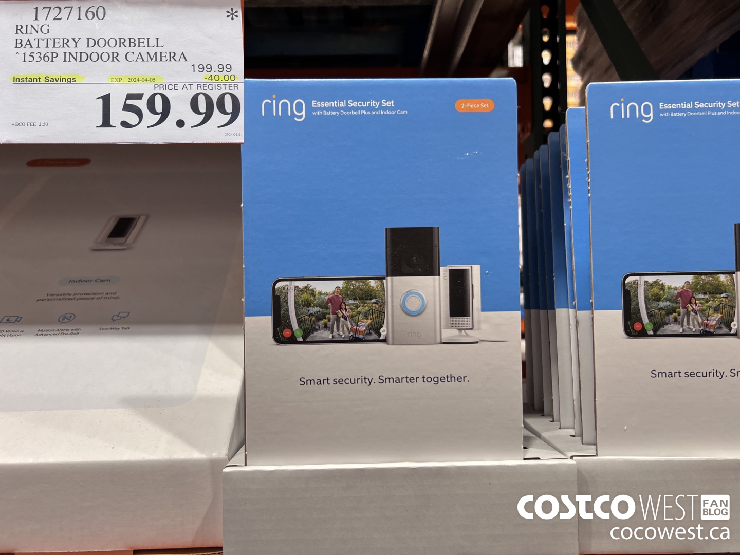 1727160 RING BATTERY DOORBELL 1536P INDOOR CAMERA ($40.00 INSTANT SAVINGS EXPIRES ON 2024-04-05) $159.99