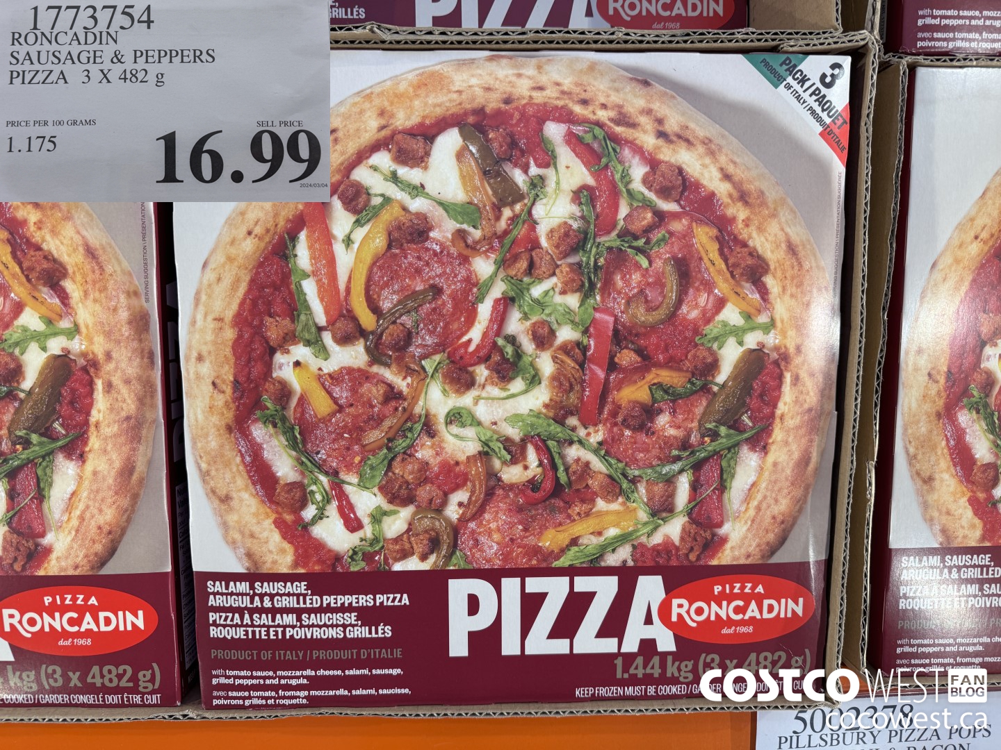 1773754 RONCADIN SAUSAGE & PEPPERS PIZZA 3 X 482G $16.99