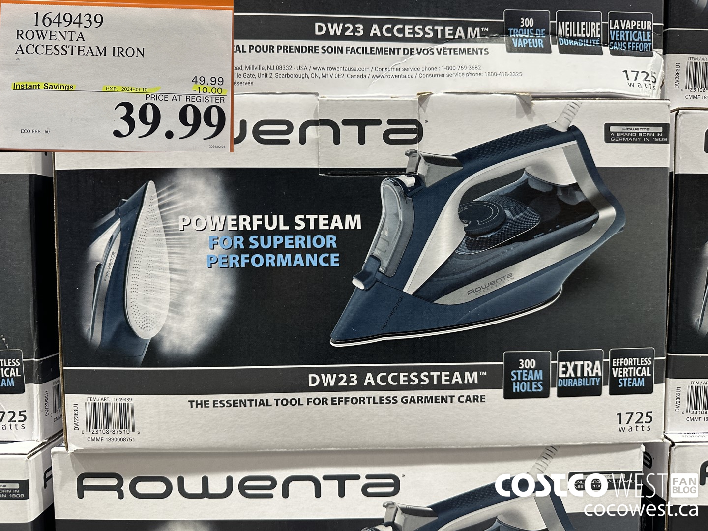 1649439 ROWENTA ACCESSTEAM IRON ($10.00 INSTANT SAVINGS EXPIRES ON 2024-03-10) $39.99