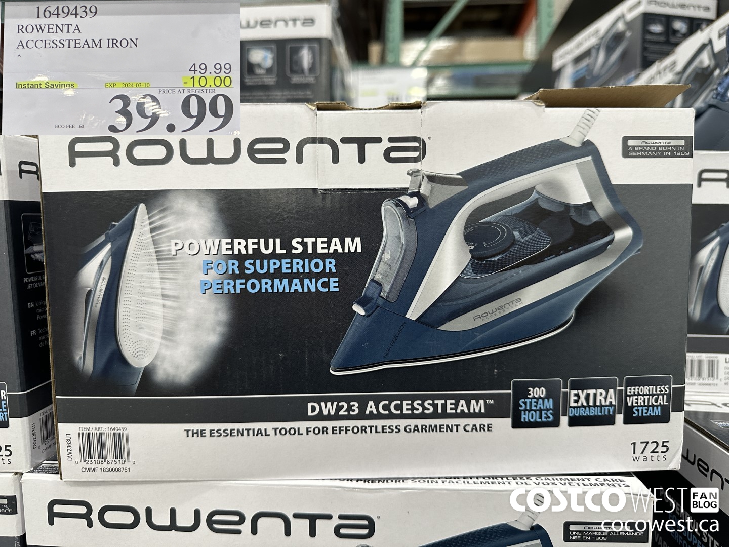1649439 ROWENTA ACCESSTEAM IRON ($10.00 INSTANT SAVINGS EXPIRES ON 2024-03-10) $39.99