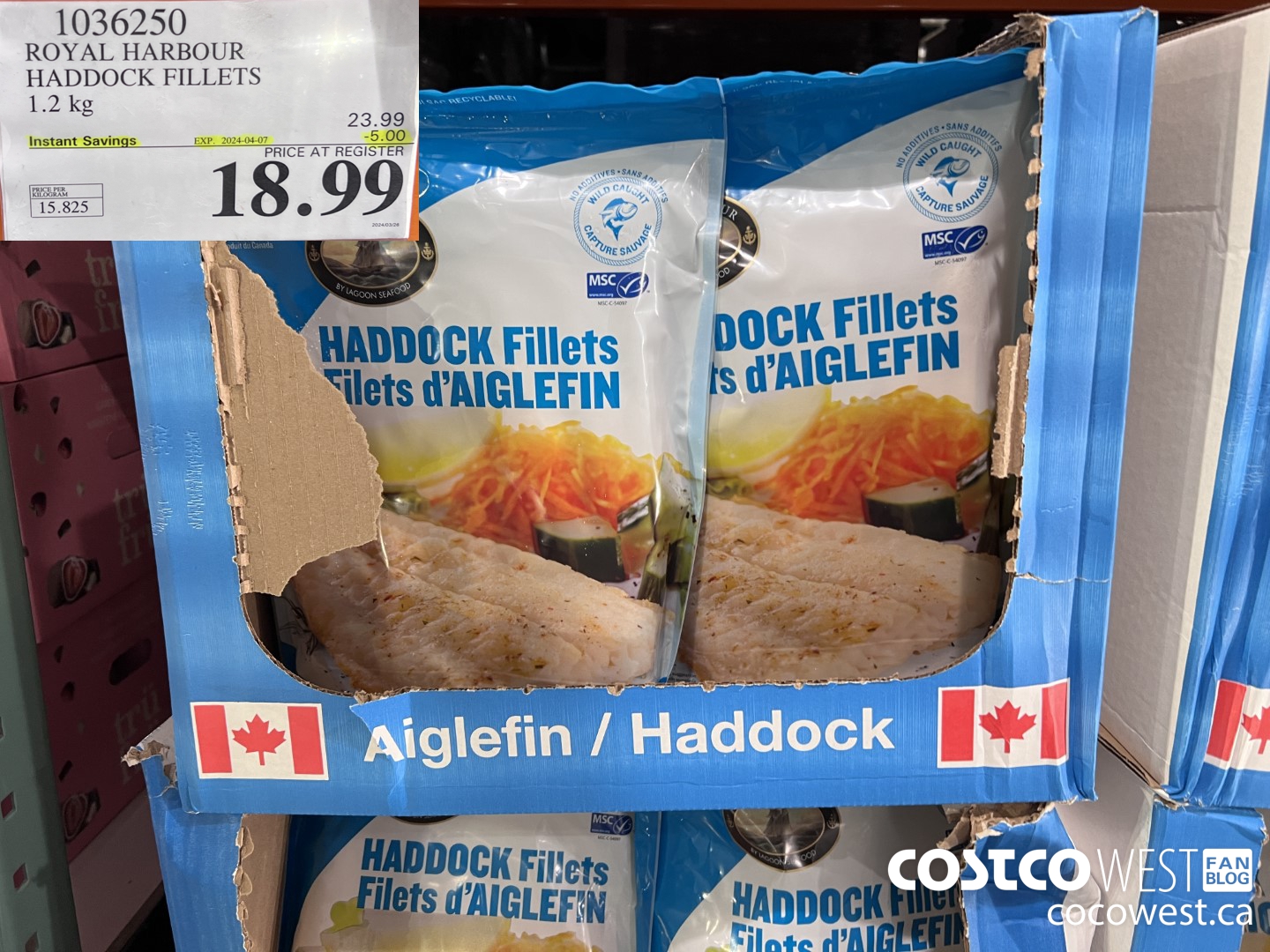 1036250 ROYAL HARBOUR HADDOCK FILLETS 1.2 kg ($5.00 INSTANT SAVINGS EXPIRES ON 2024-04-07) $18.99