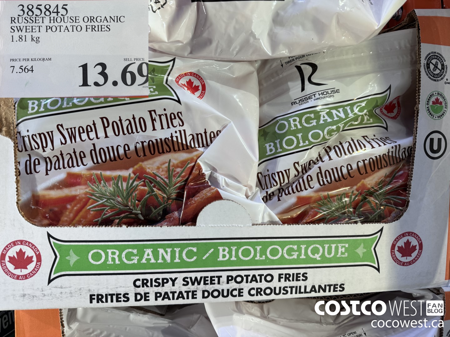 385845 RUSSET HOUSE ORGANIC SWEET POTATO FRIES 1.81 kg $13.69