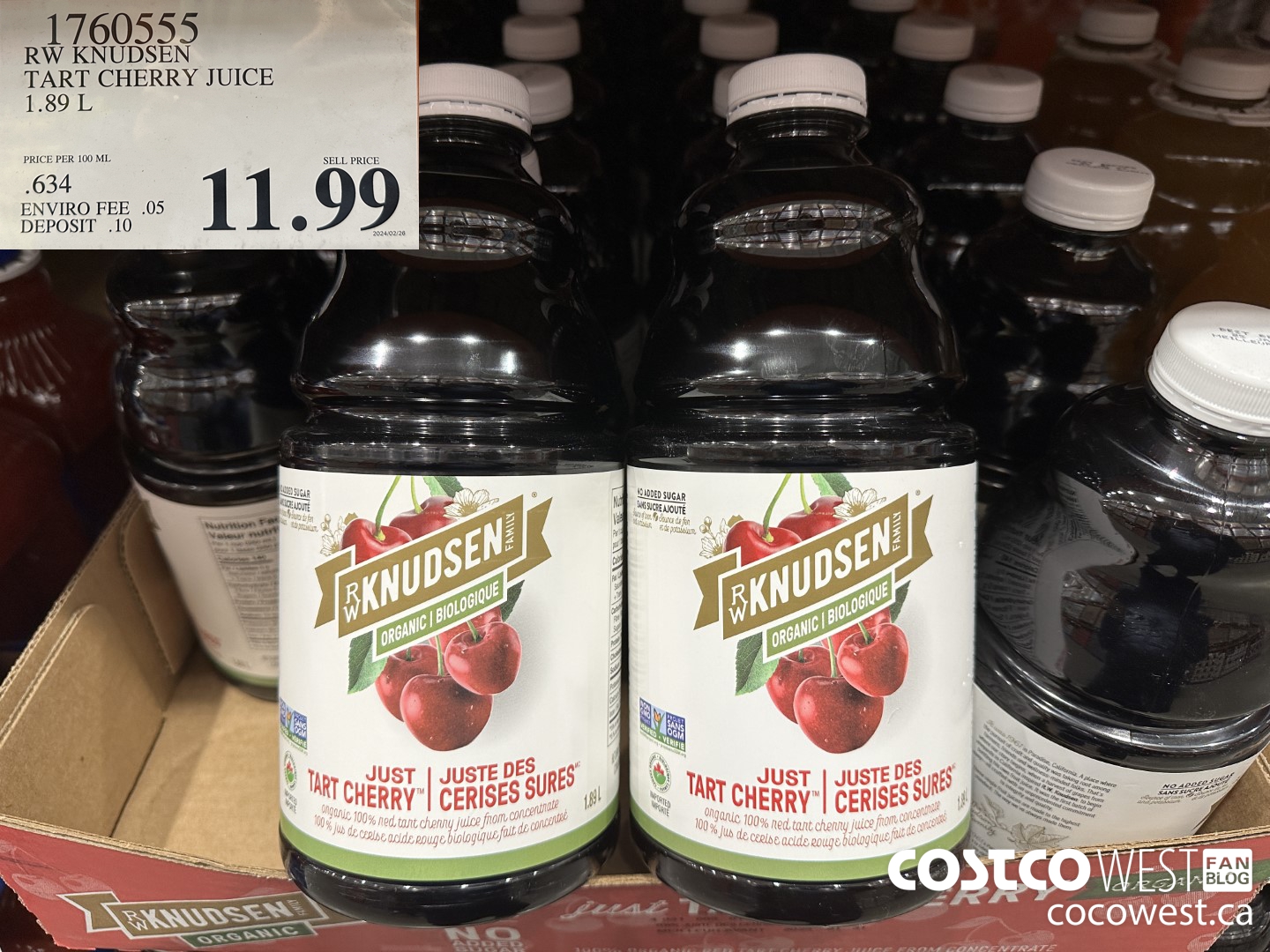 1760555 RW KNUDSEN TART CHERRY JUICE 1.89 L $11.99