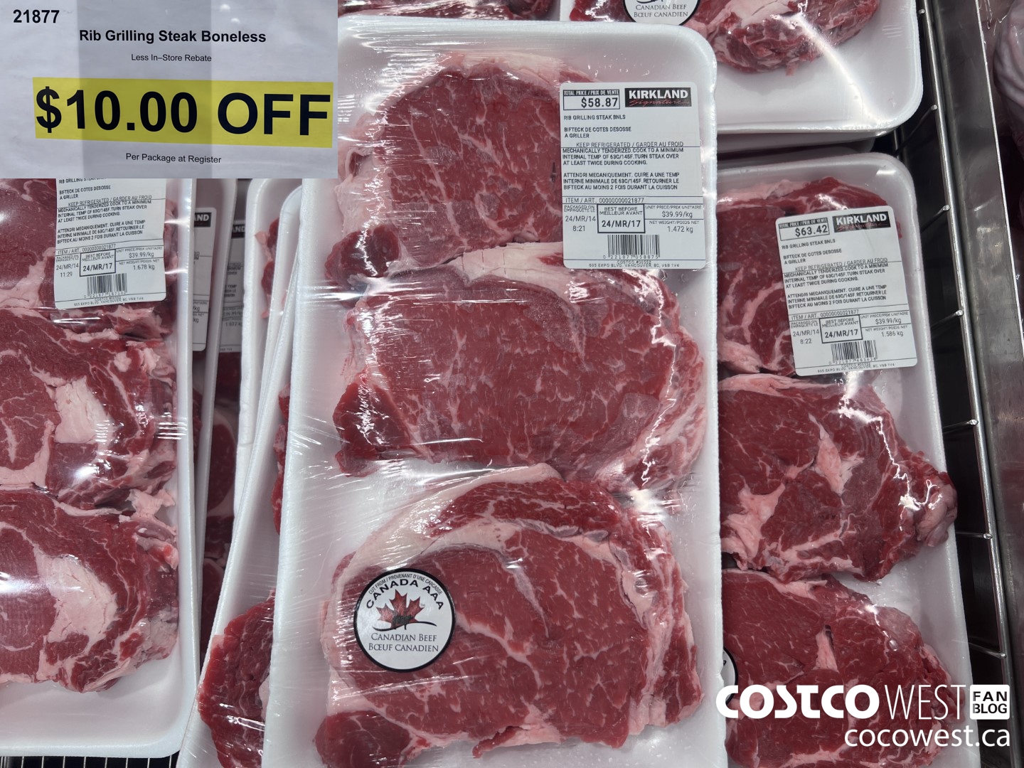 21877 Rib Grilling Steak Boneless  ($10.00 INSTANT SAVINGS)