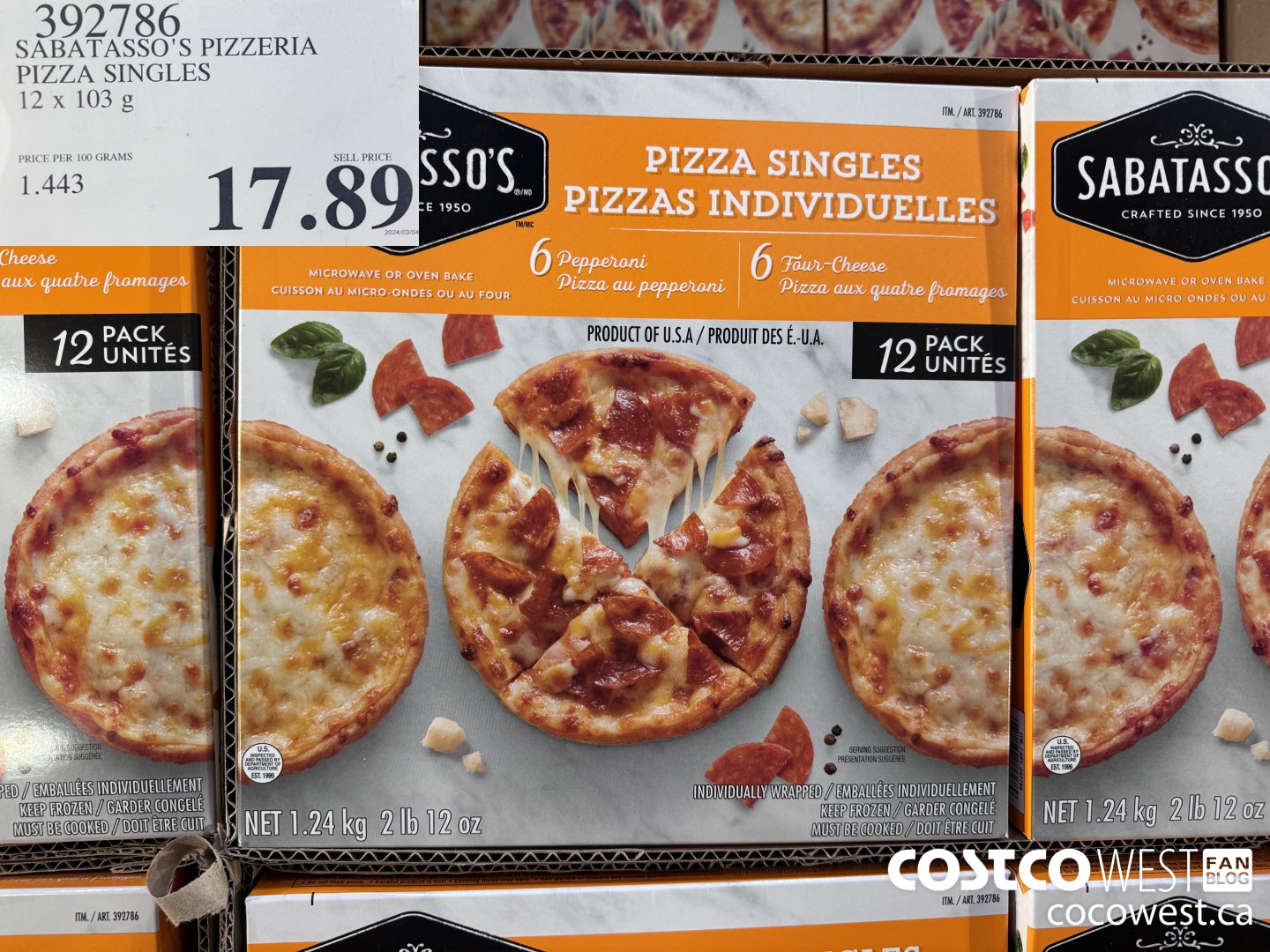 392786 SABATASSO'S PIZZERIA PIZZA SINGLES 12 X 103g $17.89