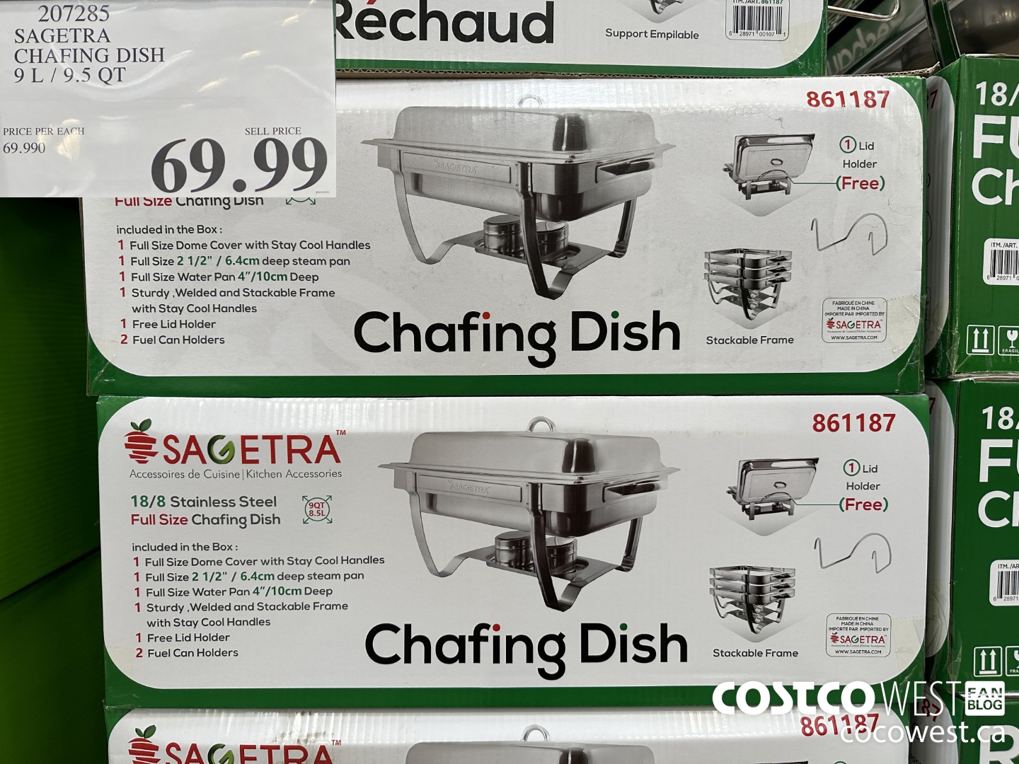 207285 SAGETRA CHAFING DISH 9 L / 9.5 QT $69.99