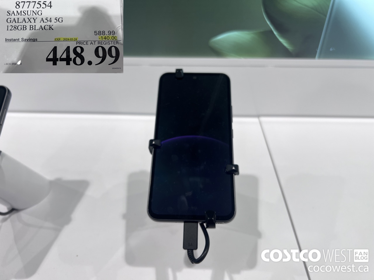 8777554 SAMSUNG GALAXY A54 5G 128GB BLACK ($140.00 INSTANT SAVINGS EXPIRES ON 2024-03-24) $448.99