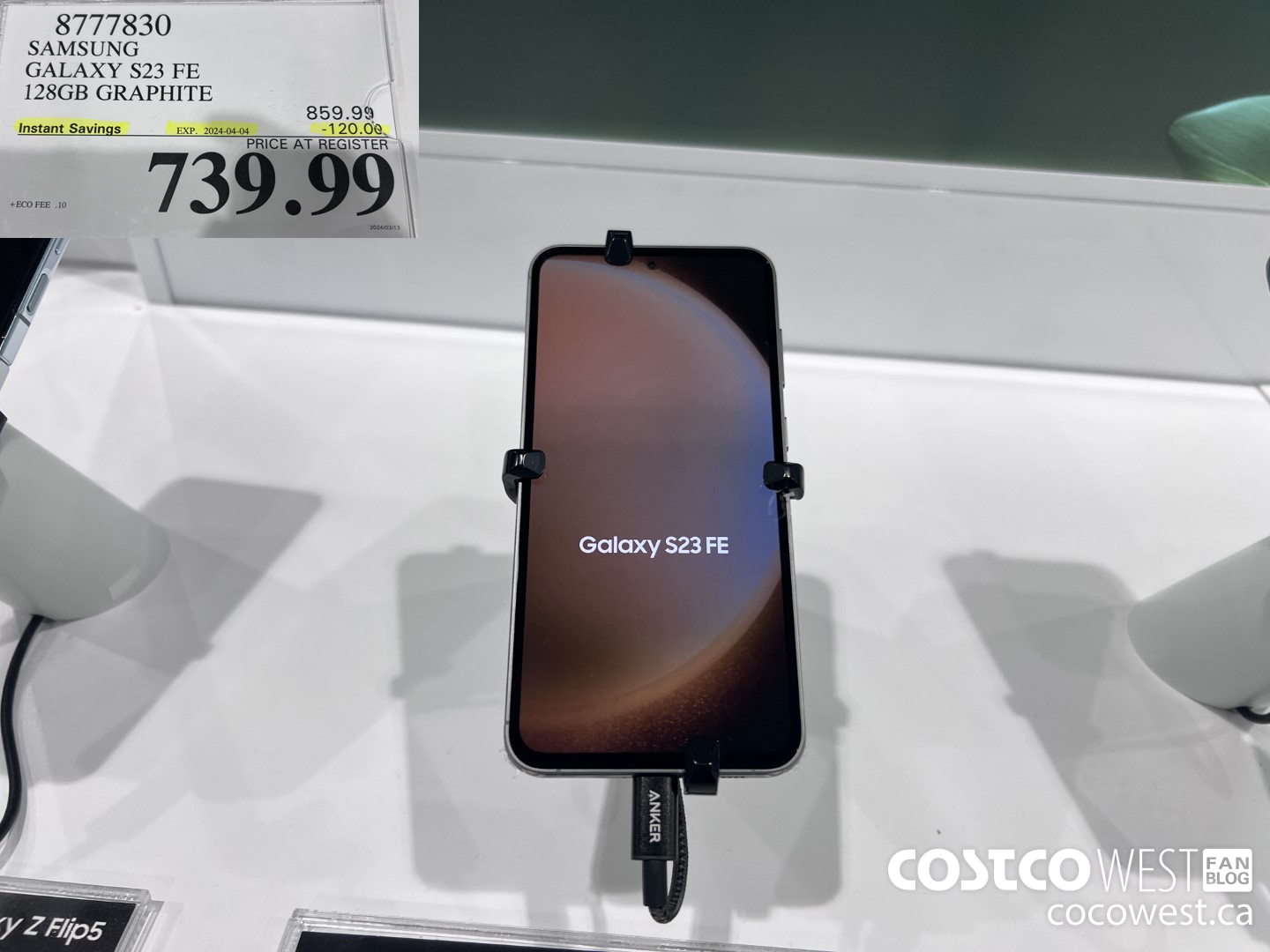 8777830 SAMSUNG GALAXY S23 FE 128GB GRAPHITE ($120.00 INSTANT SAVINGS EXPIRES ON 2024-04-04) $739.99