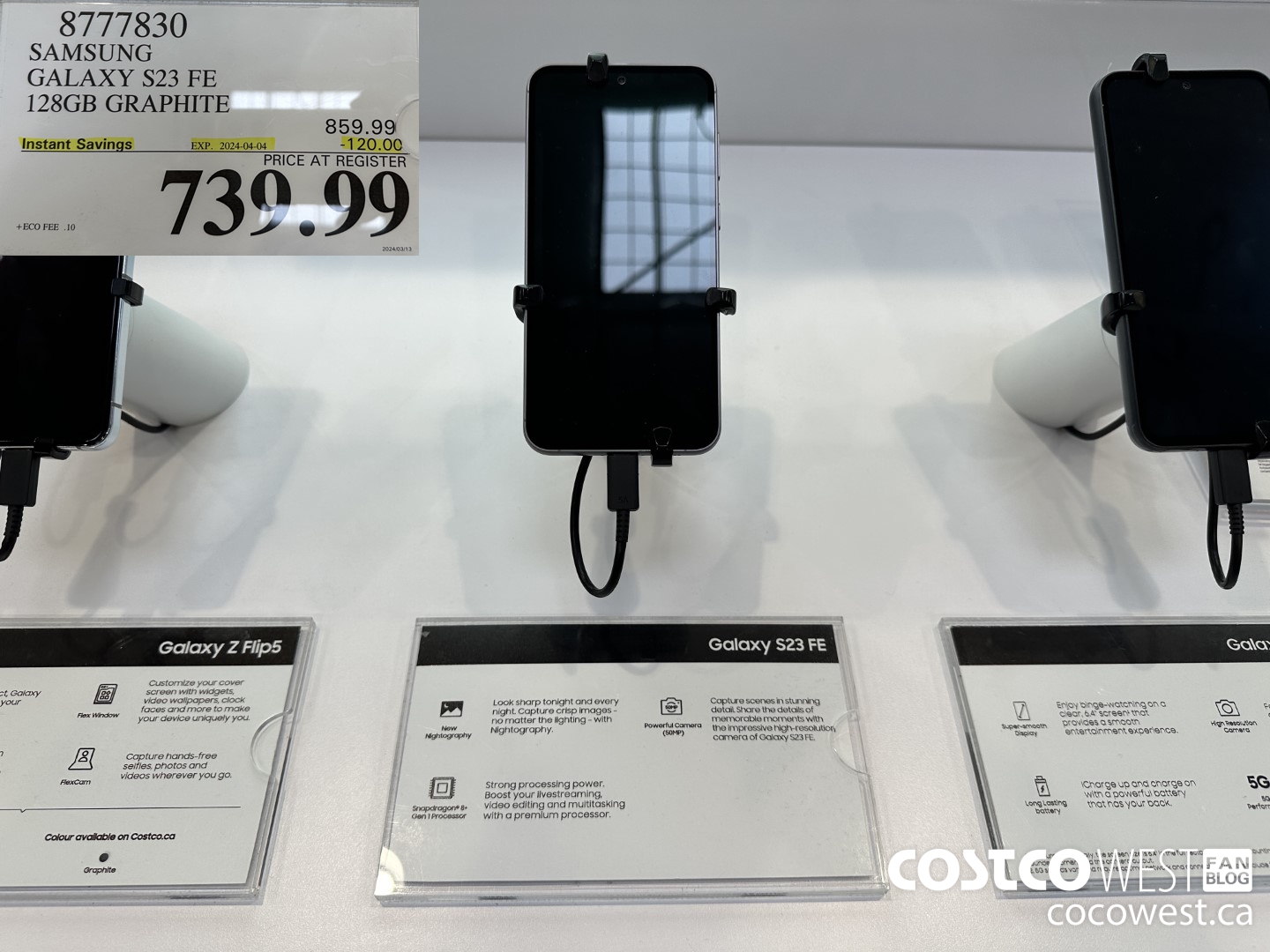 8777830 SAMSUNG GALAXY S23 FE 128GB GRAPHITE ($120.00 INSTANT SAVINGS EXPIRES ON 2024-04-04) $739.99