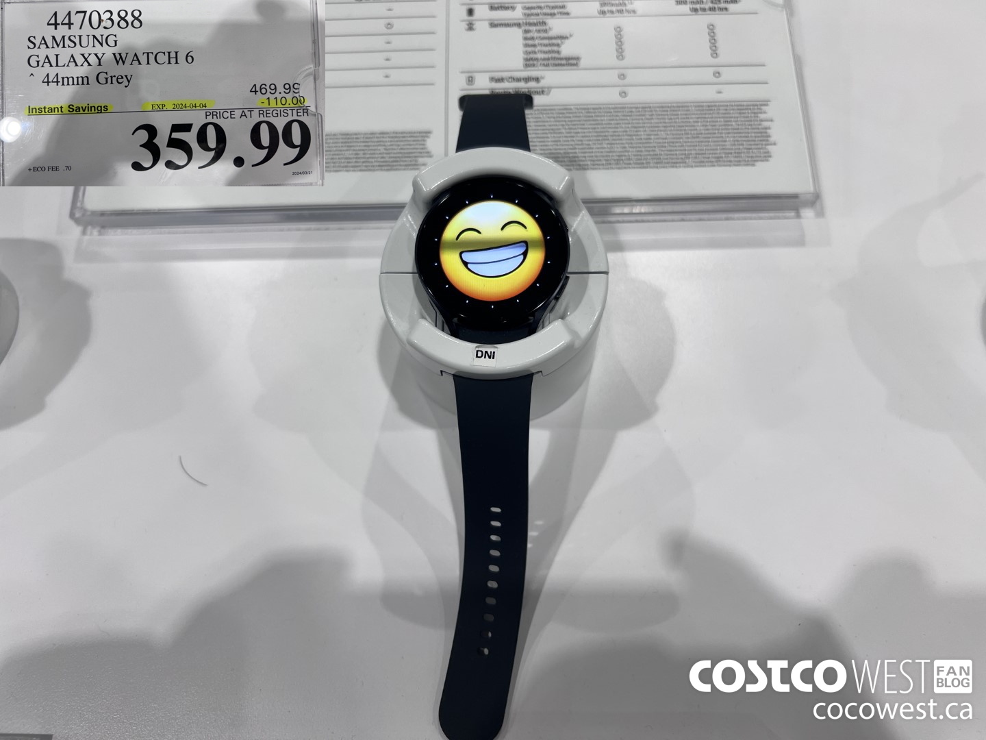 4470388 SAMSUNG GALAXY WATCH 6 44MM GREY ($110.00 INSTANT SAVINGS EXPIRES ON 2024-04-04) $359.99