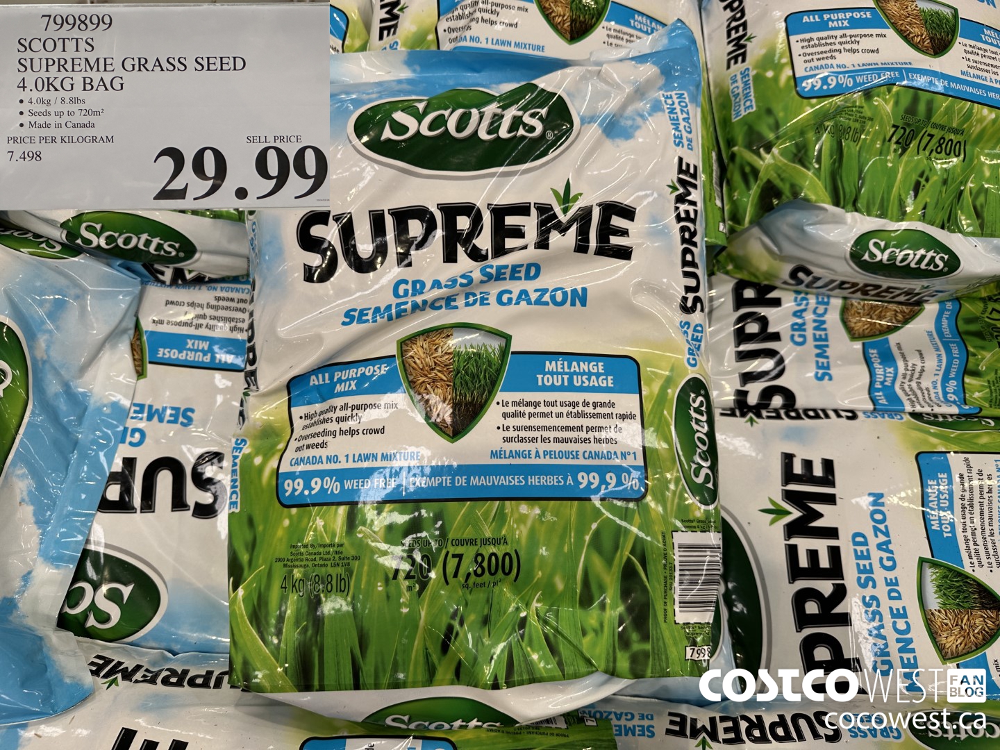 799899 SCOTTS SUPREME GRASS SEED 4.0 KG BAG $29.99