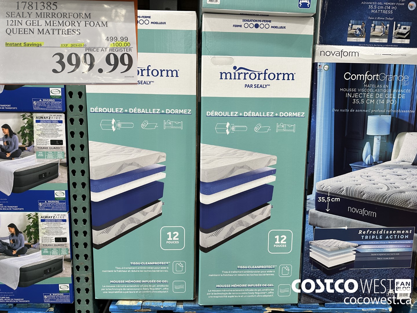 1781385 SEALY MIRRORFORM 12IN GEL MEMORY FOAM QUEEN MATTRESS ($100.00 INSTANT SAVINGS EXPIRES ON 2024-03-10) $399.99