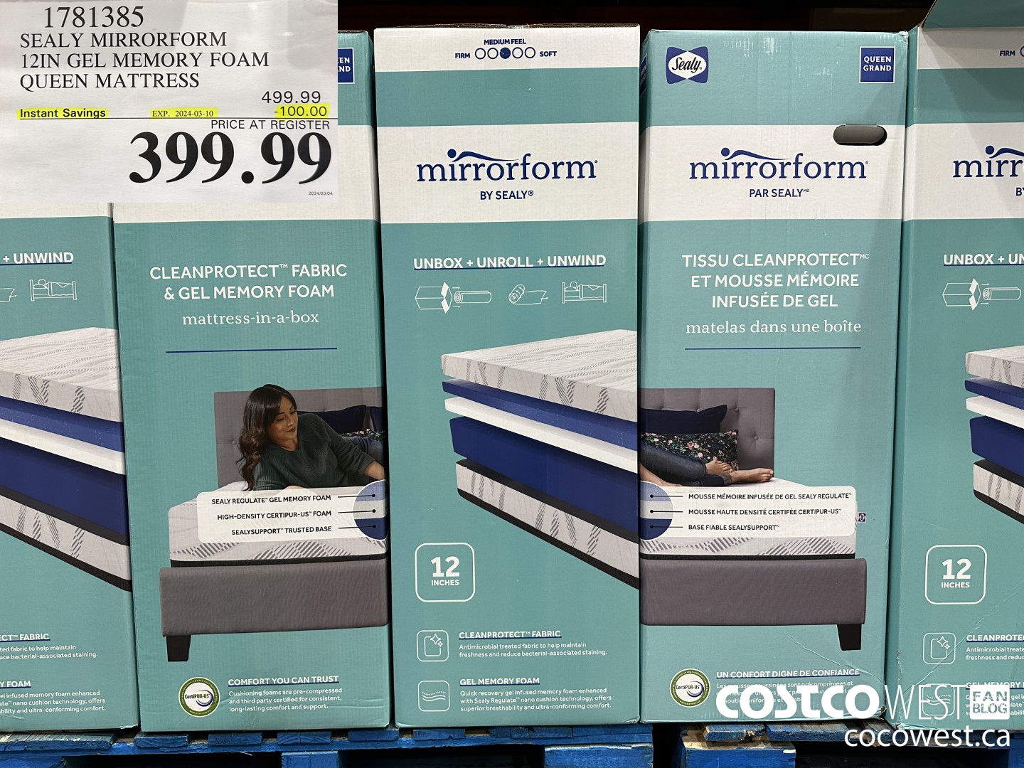 1781385 SEALY MIRRORFORM 12IN GEL MEMORY FOAM QUEEN MATTRESS ($100.00 INSTANT SAVINGS EXPIRES ON 2024-03-10) $399.99