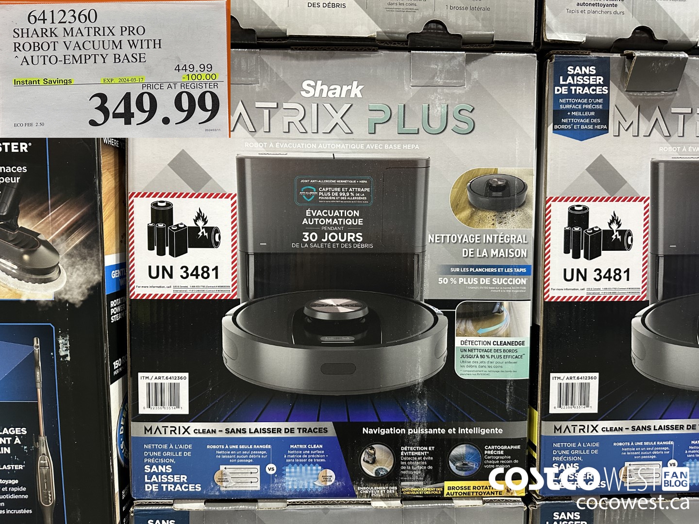 6412360 SHARK MATRIX PRO ROBOT VACUUM WITH AUTO-EMPTY BASE ($100.00 INSTANT SAVINGS EXPIRES ON 2024-03-17) $349.99