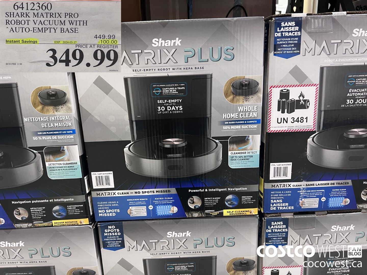 6412360 SHARK MATRIX PRO ROBOT VACUUM WITH AUTO-EMPTY BASE ($100.00 INSTANT SAVINGS EXPIRES ON 2024-03-17) $349.99