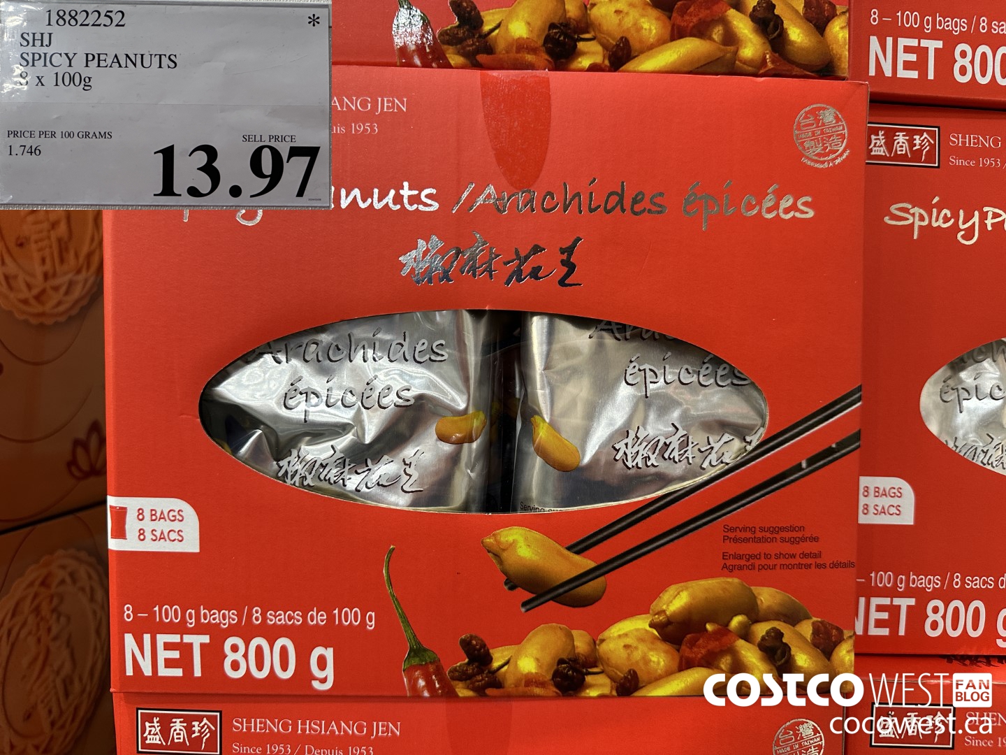 1882252 SHJ SPICY PEANUTS 8 X 100G $13.97