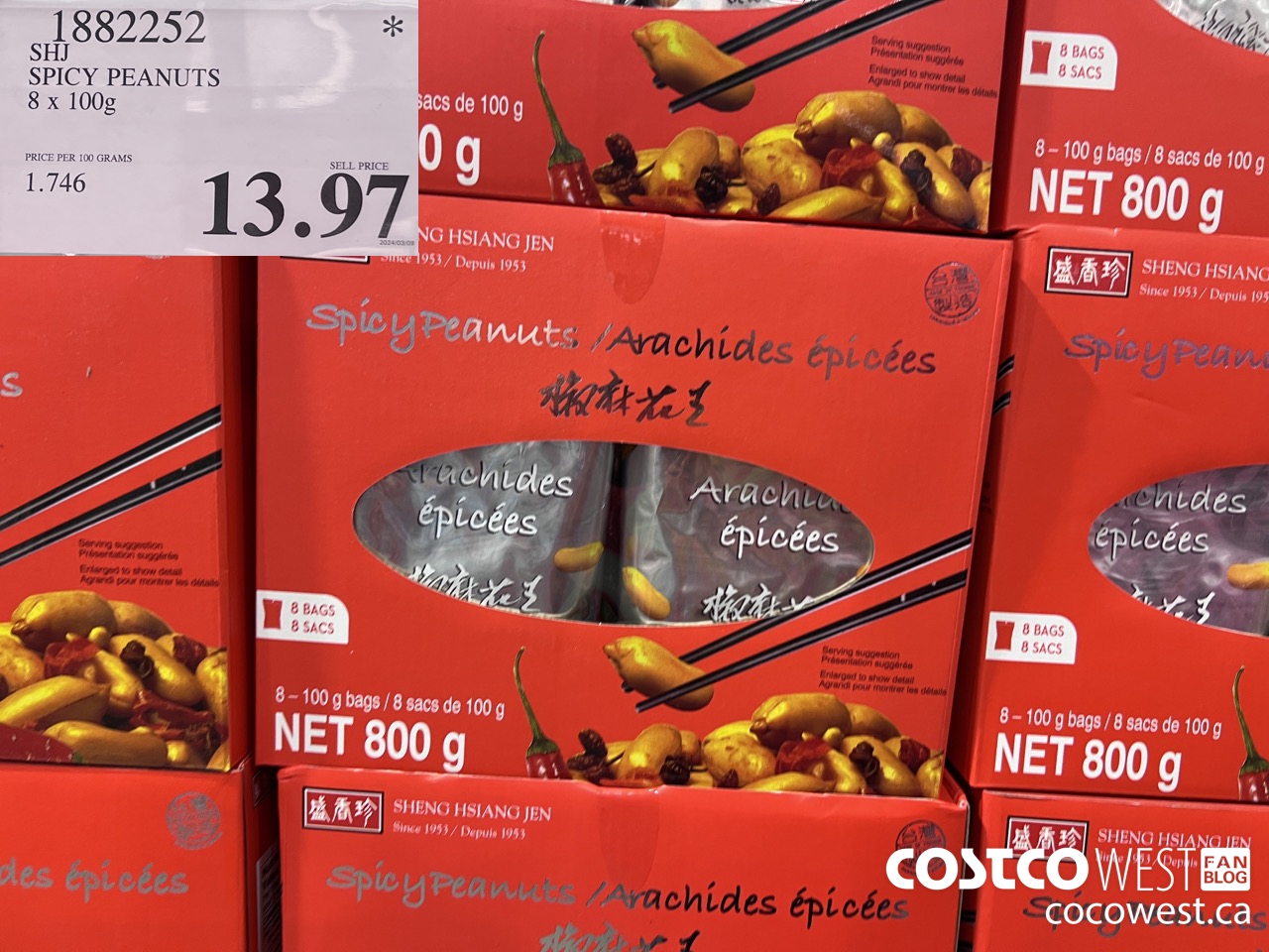 1882252 SHJ SPICY PEANUTS 8 X 100G $13.97