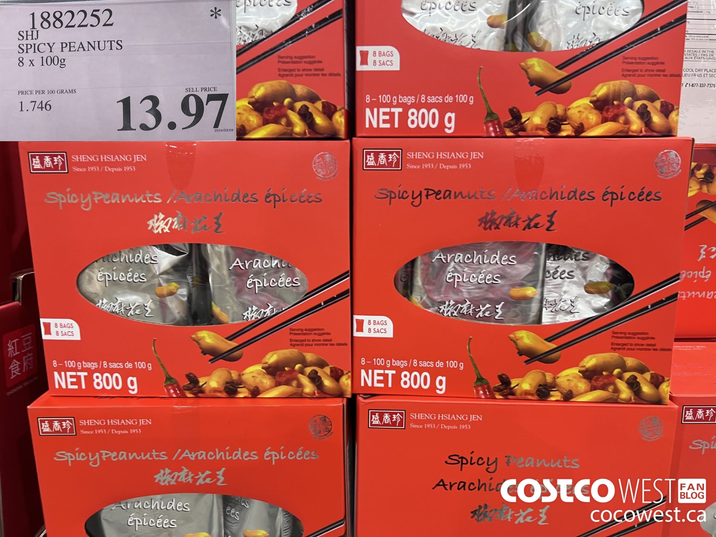 1882252 SHJ SPICY PEANUTS 8 X 100G $13.97