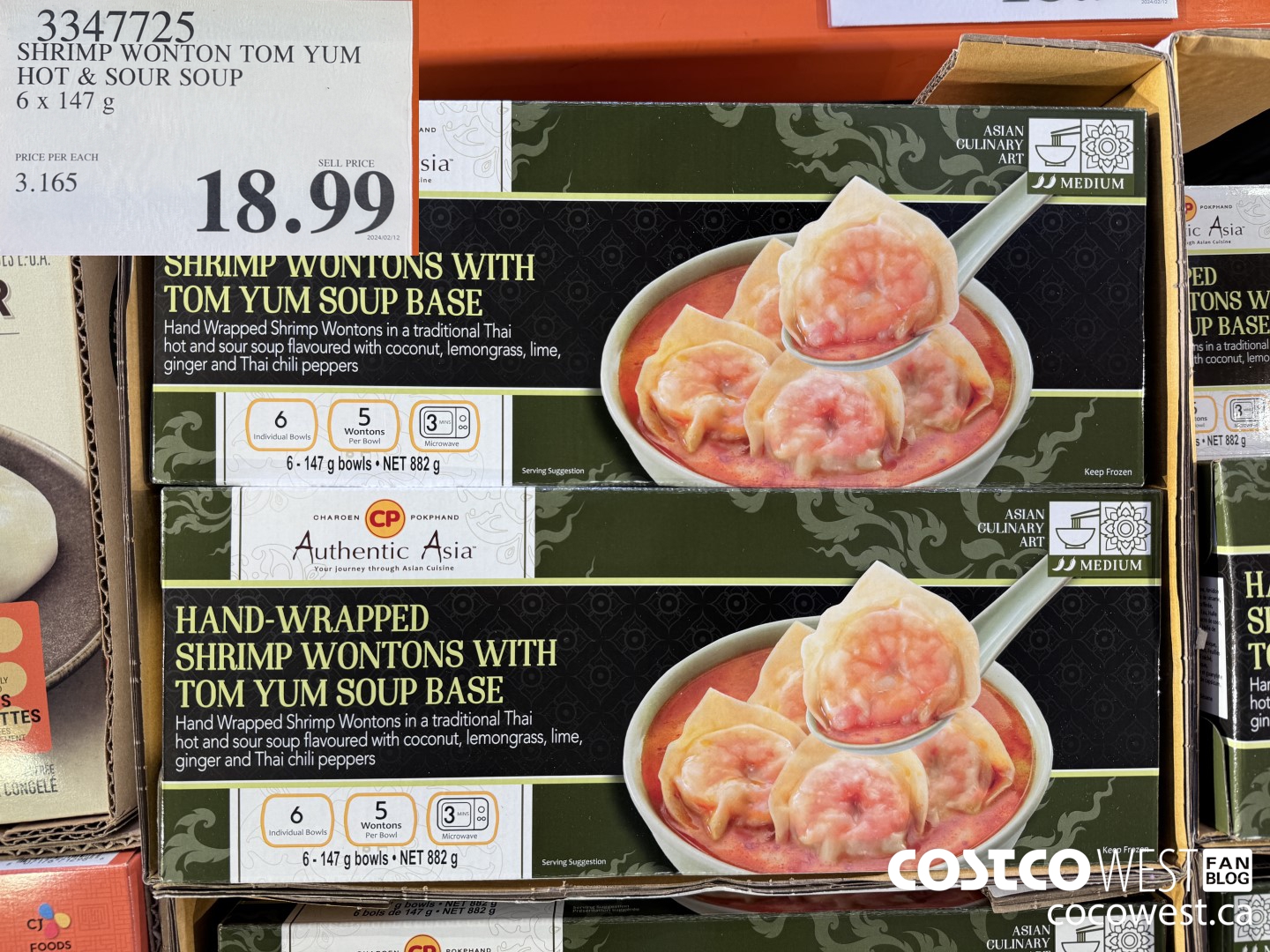 3347725 SHRIMP WONTON TOM YUM HOT & SOUR SOUP 6 X 147 G $18.99
