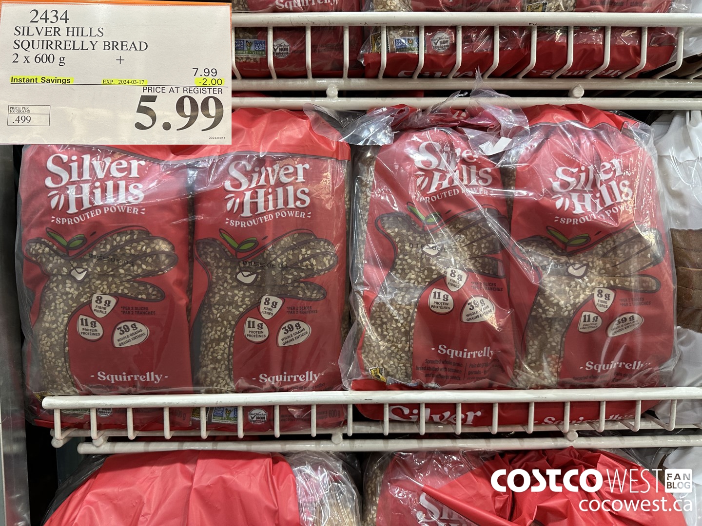2434 SILVER HILLS SQUIRRELLY BREAD PACK OF 2 X 600 G ($2.00 INSTANT SAVINGS EXPIRES ON 2024-03-17) $5.99