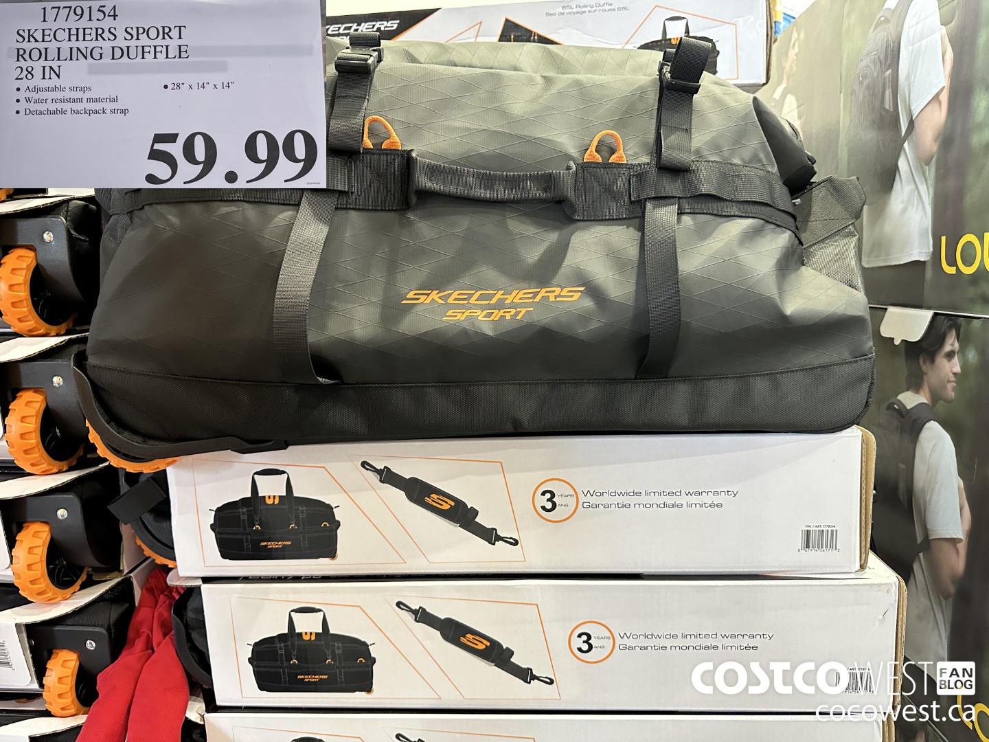 1779154 SKECHERS SPORT ROLLING DUFFLE 28 IN $59.99