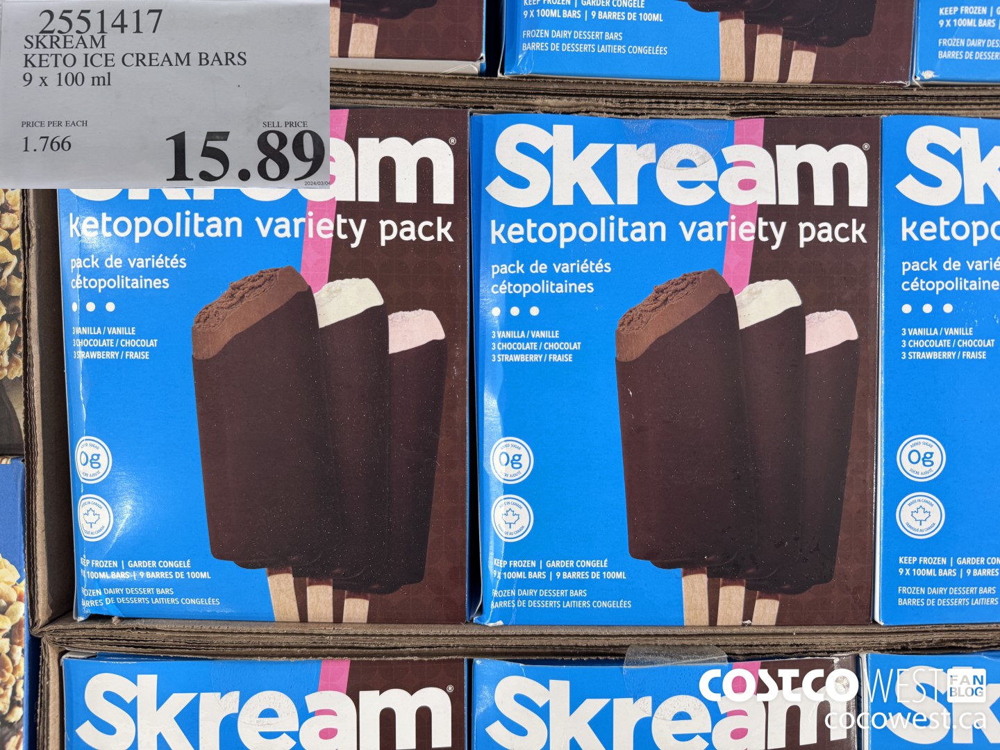 2551417 SKREAM KETO ICE CREAM BARS 9 x 100 ml $15.89