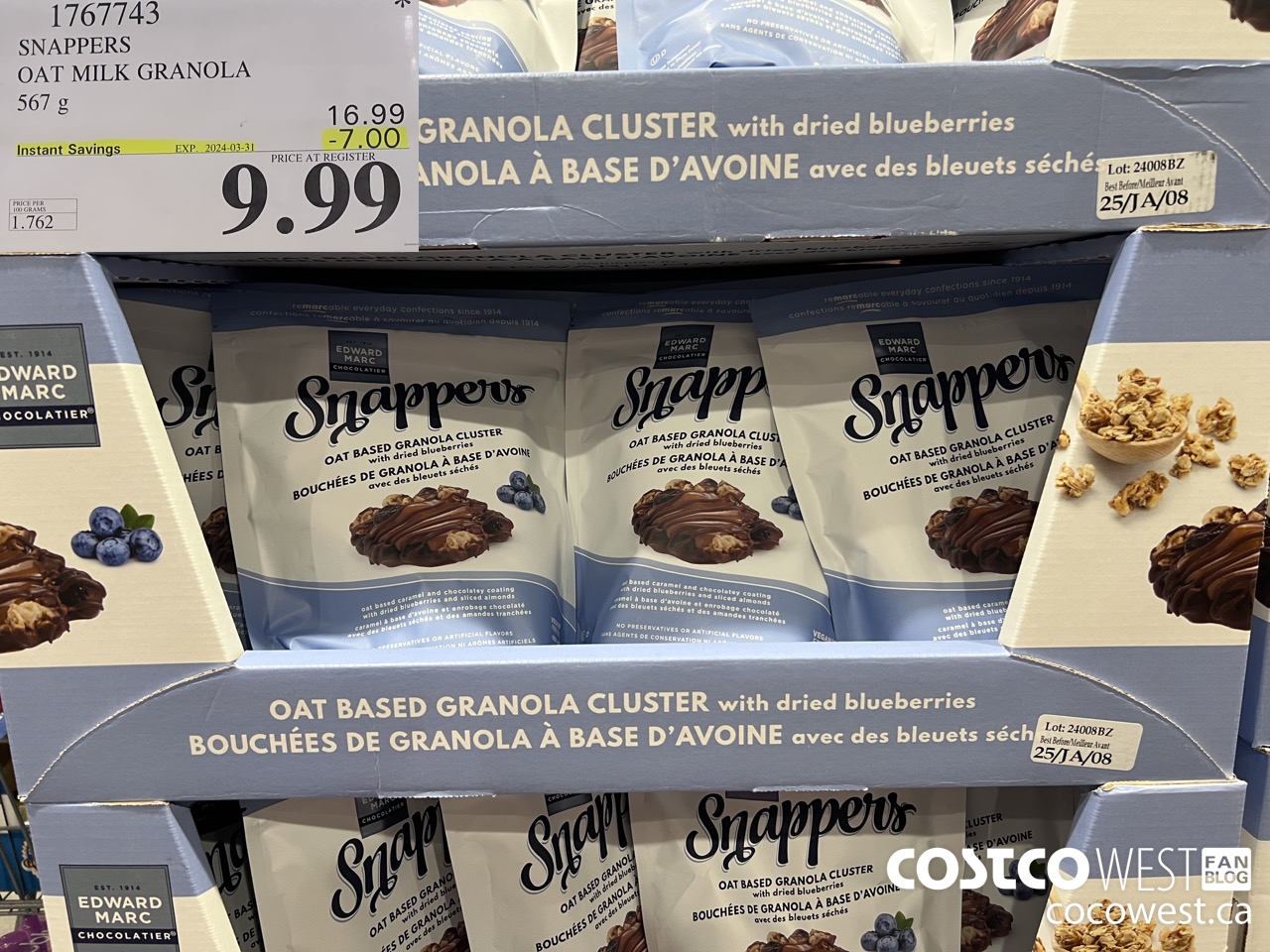 1767743 SNAPPERS OAT MILK GRANOLA 567G ($7.00 INSTANT SAVINGS EXPIRES ON 2024-03-31) $9.99