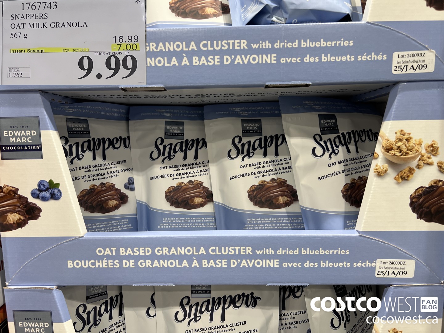 1767743 SNAPPERS OAT MILK GRANOLA 567G ($7.00 INSTANT SAVINGS EXPIRES ON 2024-03-31) $9.99