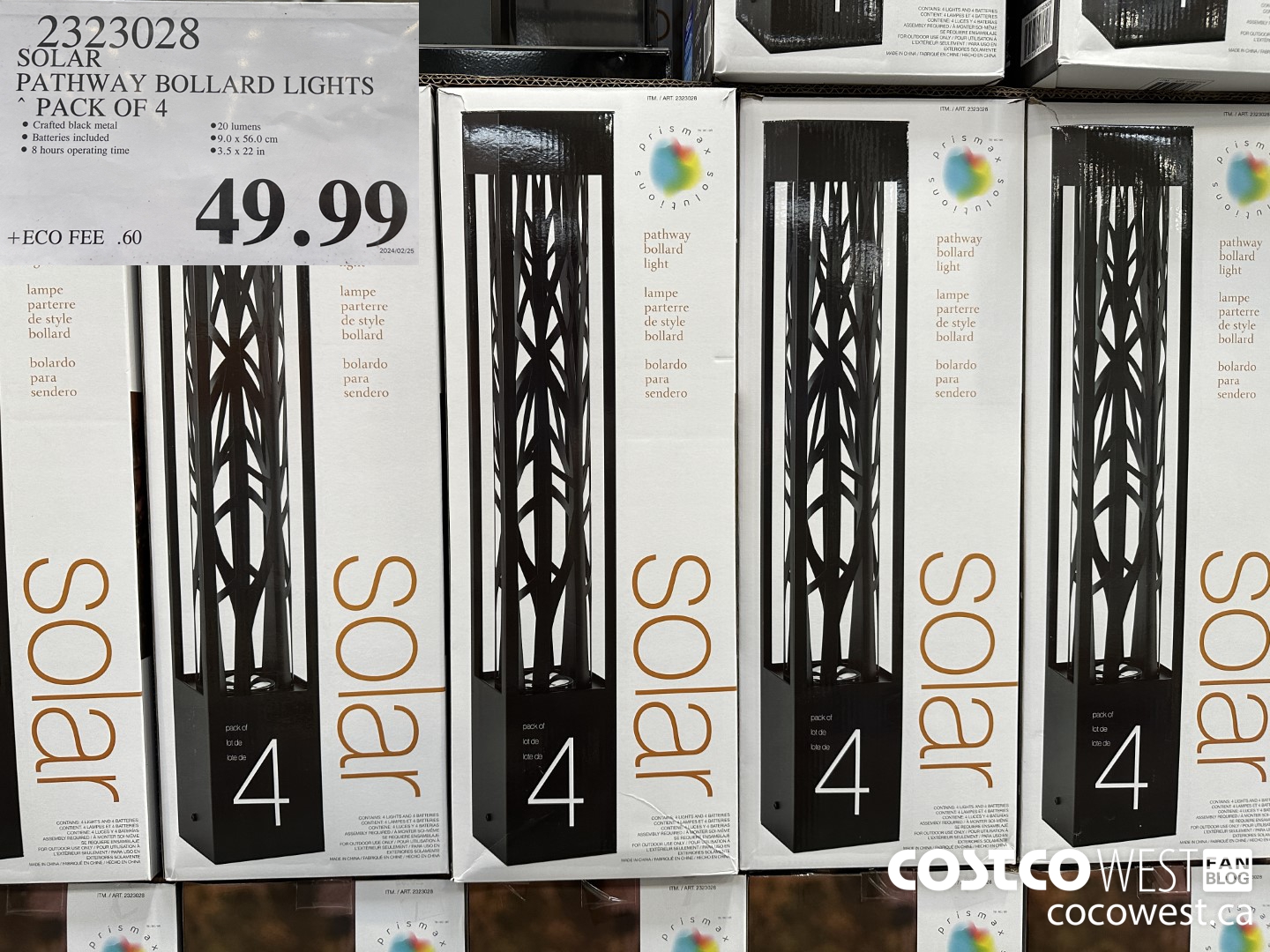 2323028 SOLAR PATHWAY BOLLARD LIGHTS PACK OF 4 $49.99