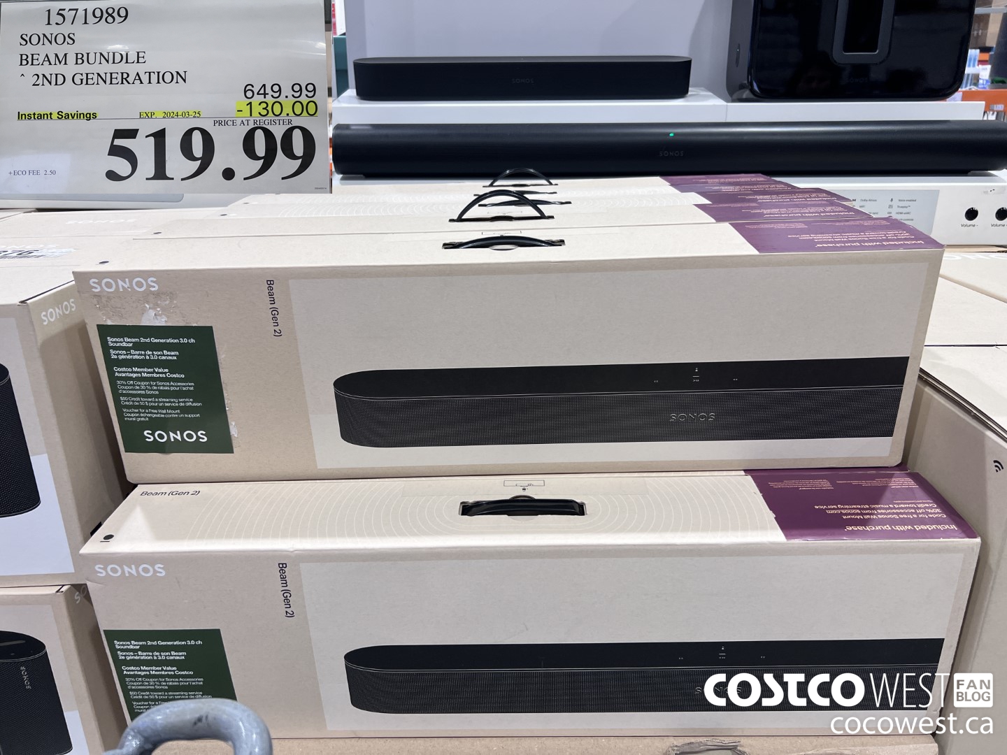 1571989 SONOS BEAM (GEN 2) BUNDLE ($130.00 INSTANT SAVINGS EXPIRES ON 2024-03-25) $519.99