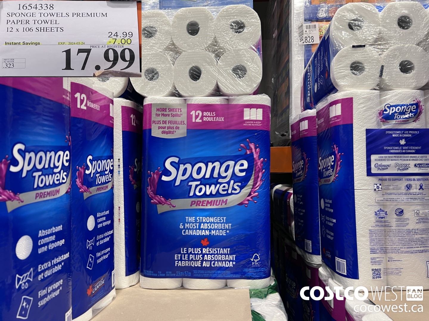 1654338 SPONGE TOWELS PREMIUM PAPER TOWEL 12 X 106 SHEETS ($7.00 INSTANT SAVINGS EXPIRES ON 2024-03-24) $17.99