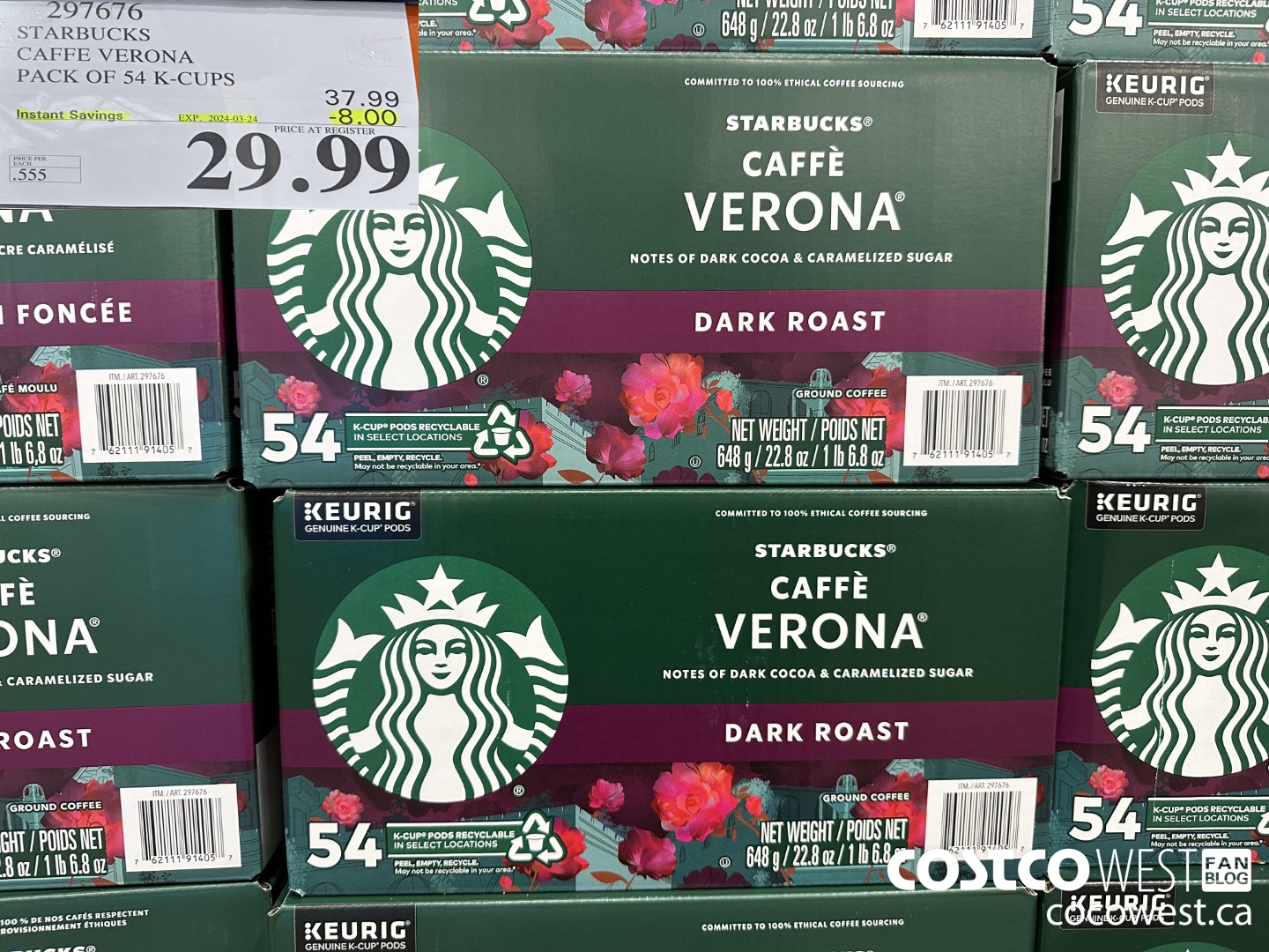 297676 STARBUCKS CAFFE VERONA K-CUPS 54 COUNT ($8.00 INSTANT SAVINGS EXPIRES ON 2024-03-24) $29.99