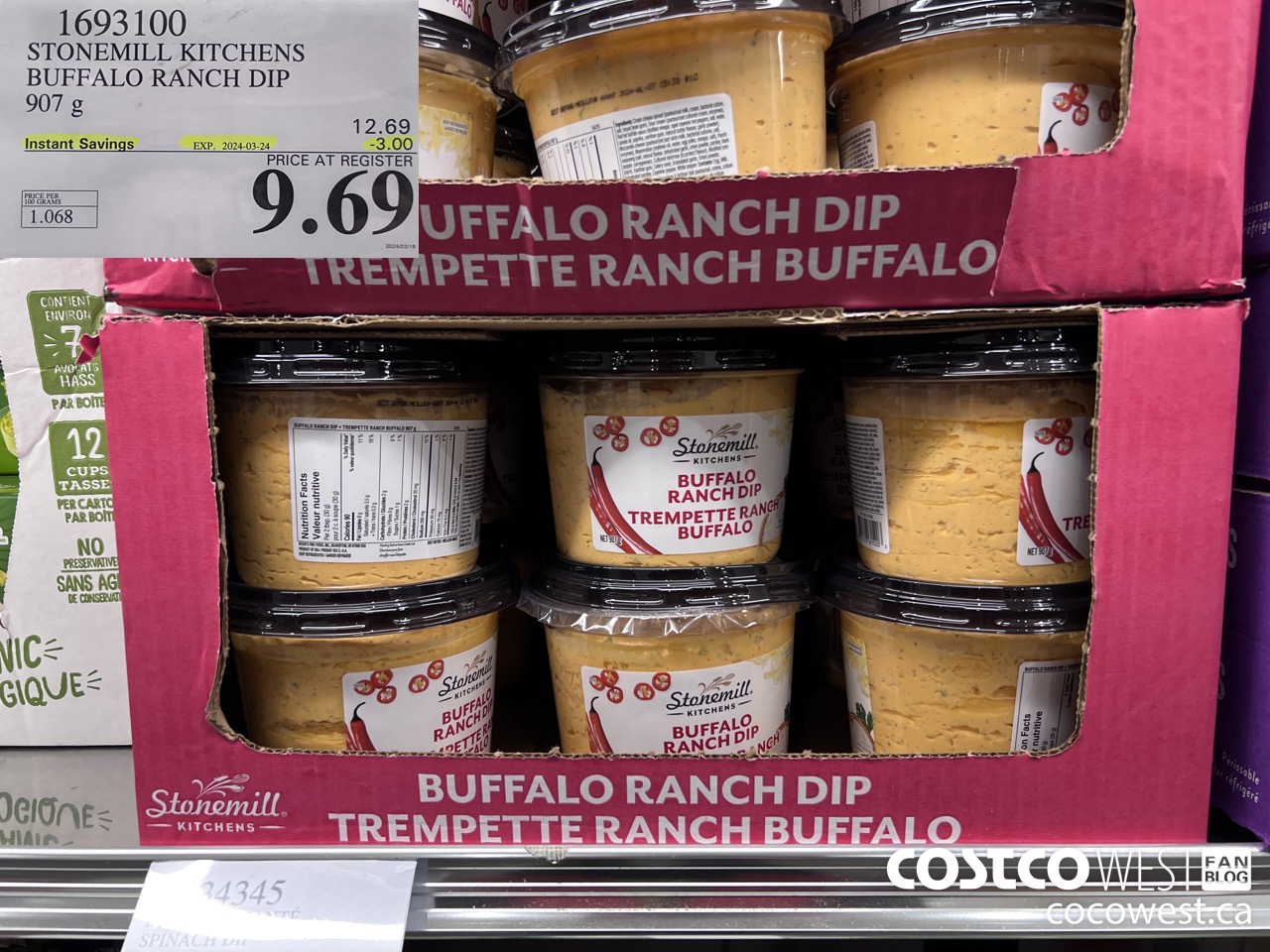 1693100 STONEMILL KITCHENS BUFFALO RANCH DIP 907G ($3.00 INSTANT SAVINGS EXPIRES ON 2024-03-24) $9.69