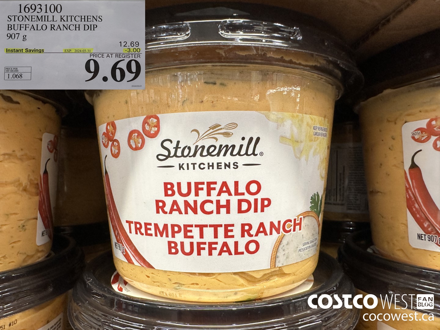 1693100 STONEMILL KITCHENS BUFFALO RANCH DIP 907G ($3.00 INSTANT SAVINGS EXPIRES ON 2024-03-31) $9.69