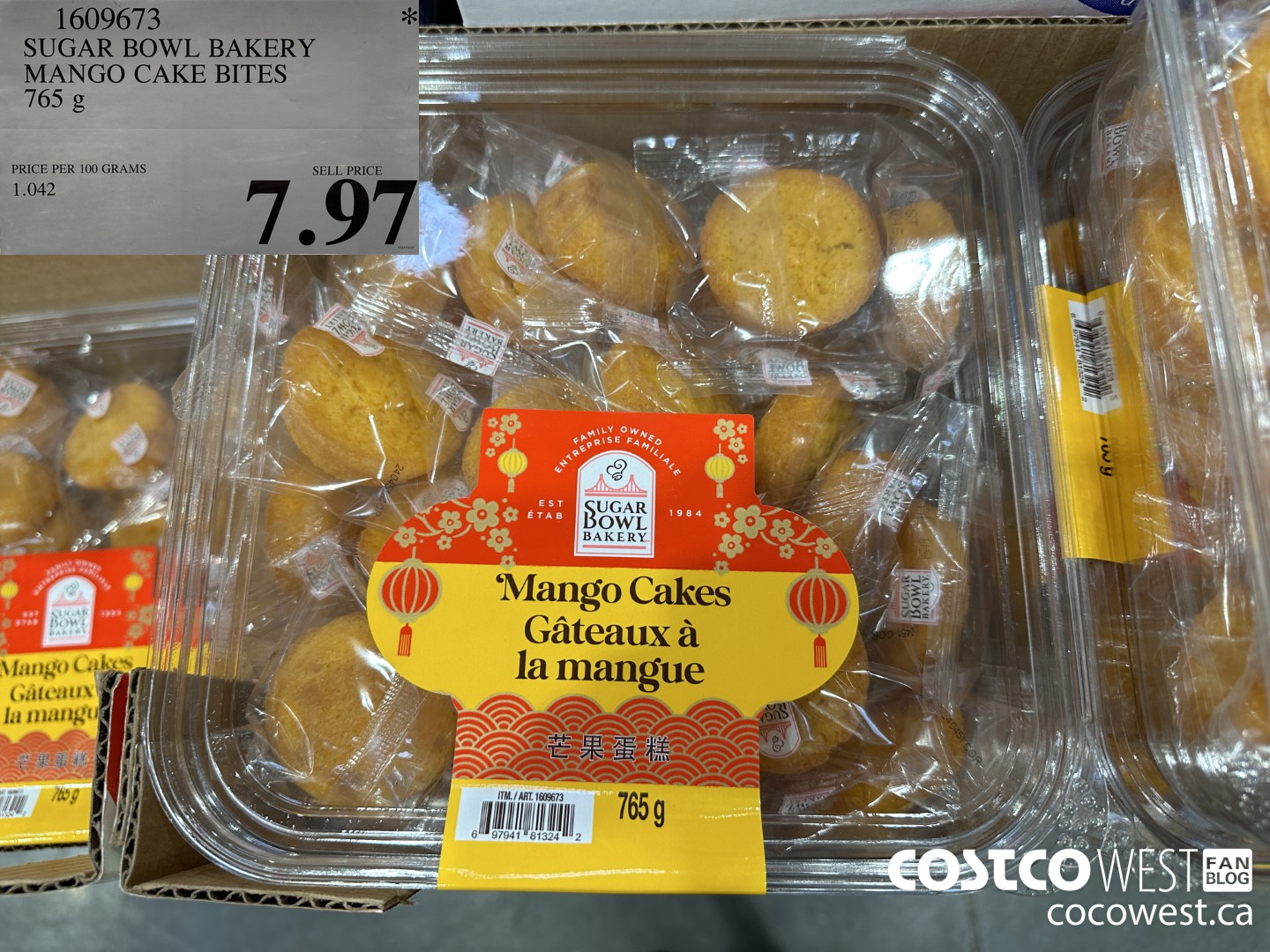 1609673 SUGAR BOWL BAKERY MANGO CAKE BITES 705 g  $7.97