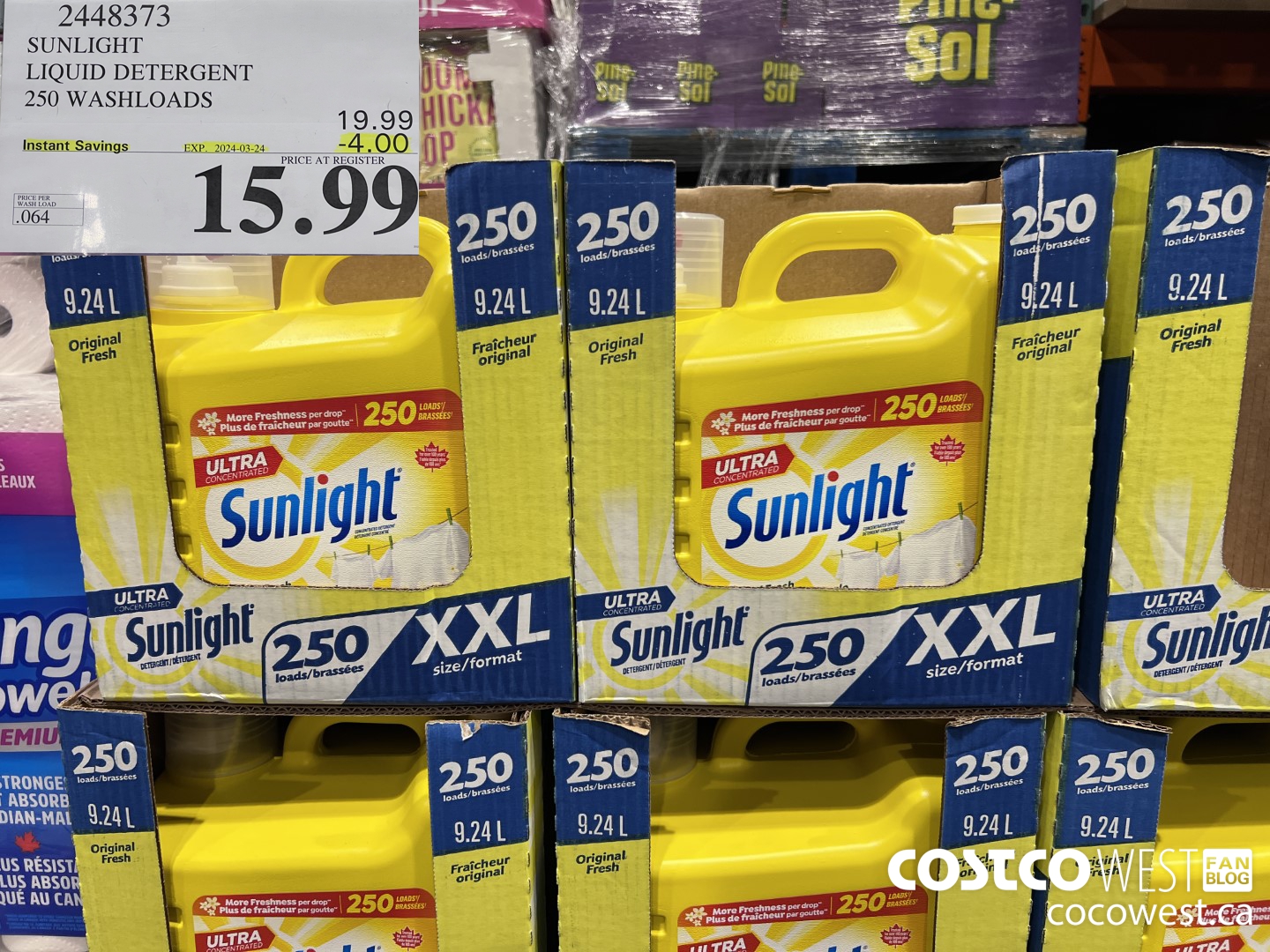 2448373 SUNLIGHT LIQUID DETERGENT 250 WASHLOADS ($4.00 INSTANT SAVINGS EXPIRES ON 2024-03-24) $15.99