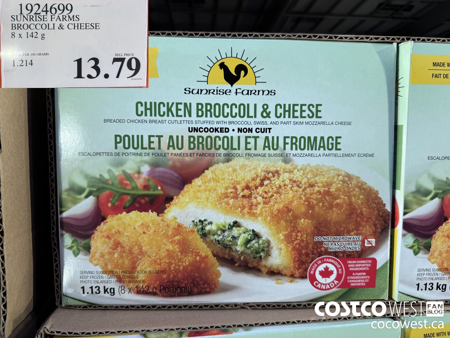 1924699 SUNRISE FARMS BROCCOLI & CHEESE 8 X 142 G $13.79