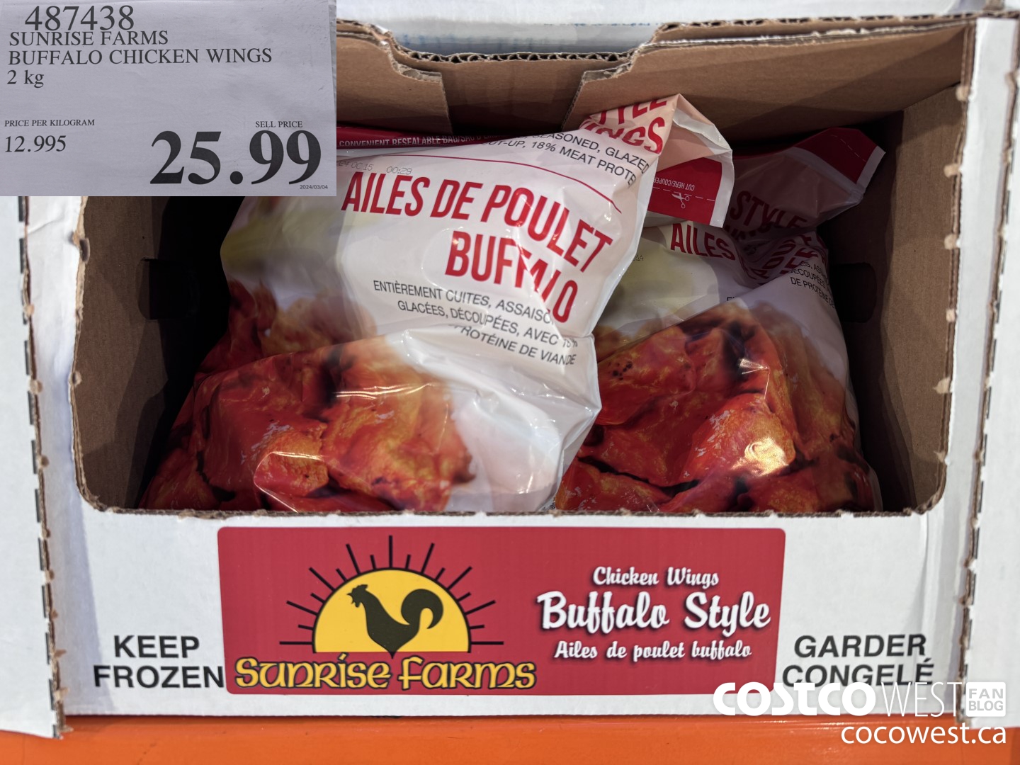 487438 SUNRISE FARMS BUFFALO CHICKEN WINGS 2 kg $25.99