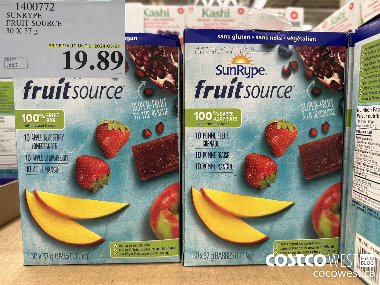 1400772 SUNRYPE FRUIT SOURCE 30 X 37 G (EXPIRES ON 2024-03-27) $19.89